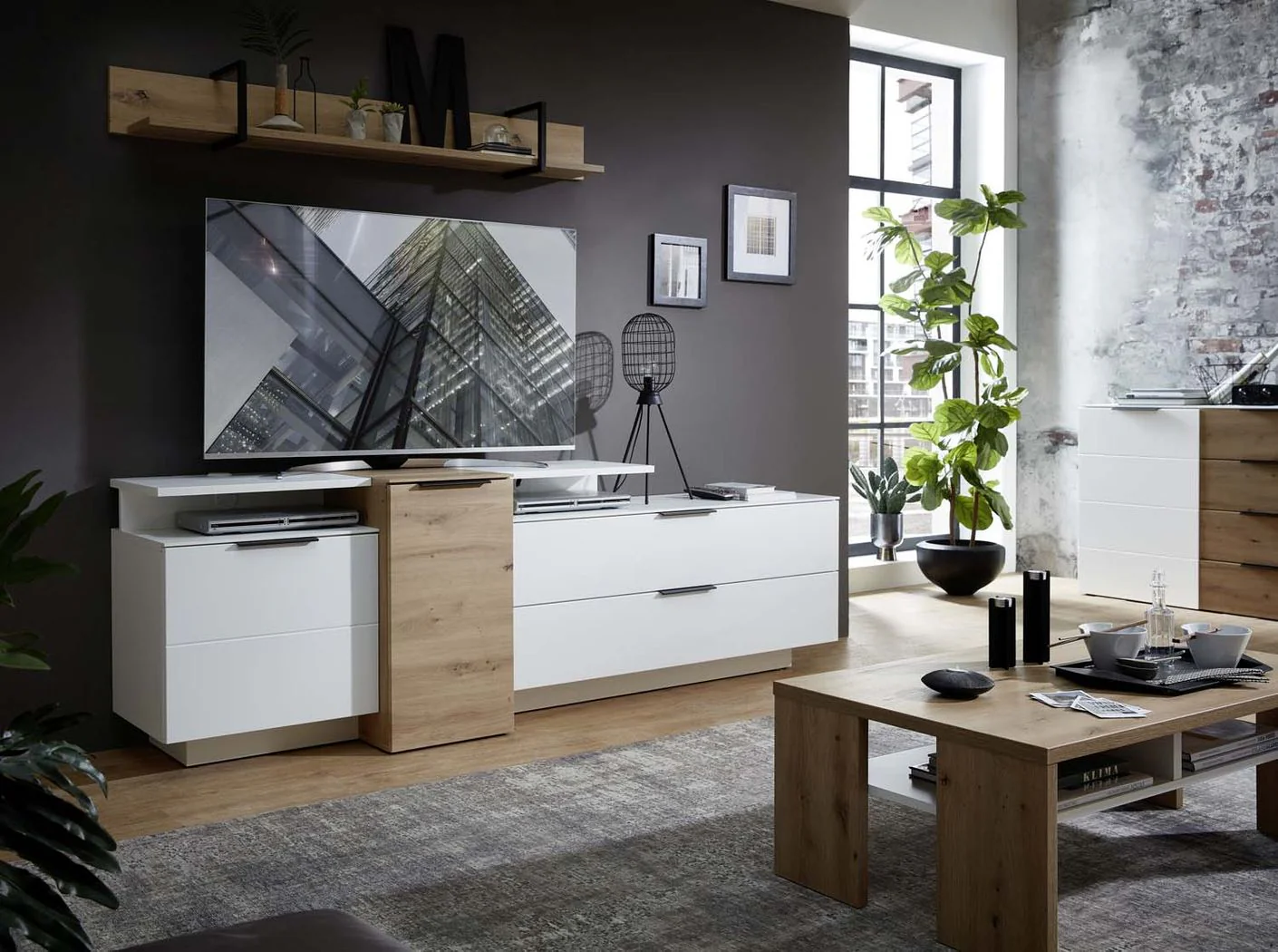 29722 Mediana Unterteil Weiß für TV Lowboard Schrank Fächer - Image 2