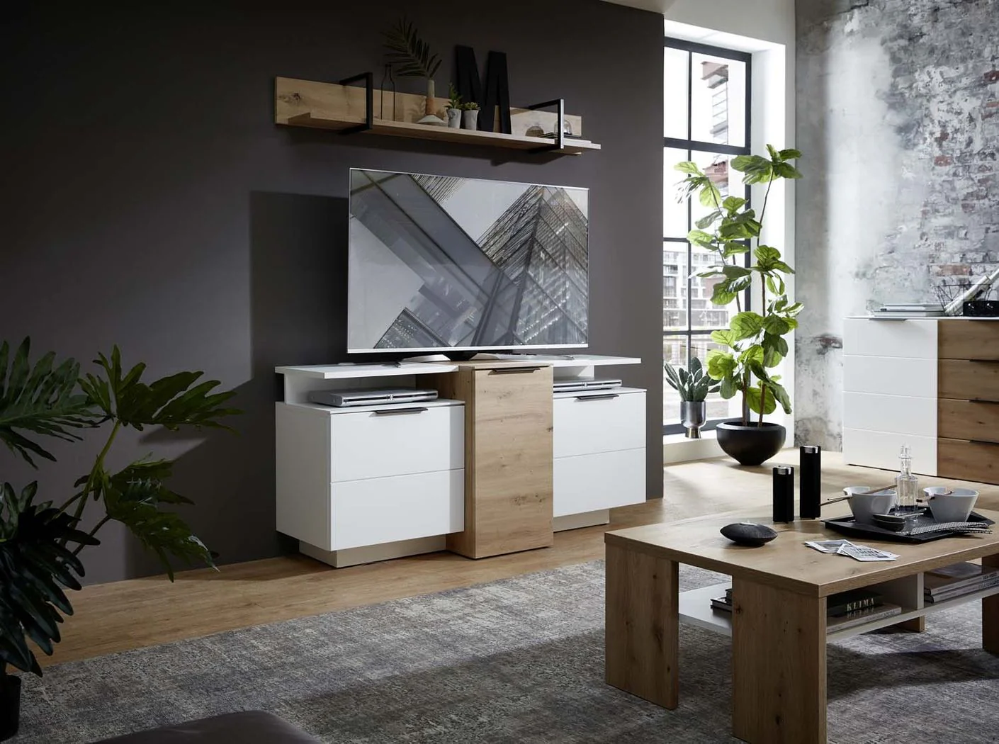 29722 Mediana Unterteil Weiß für TV Lowboard Schrank Fächer - Image 5