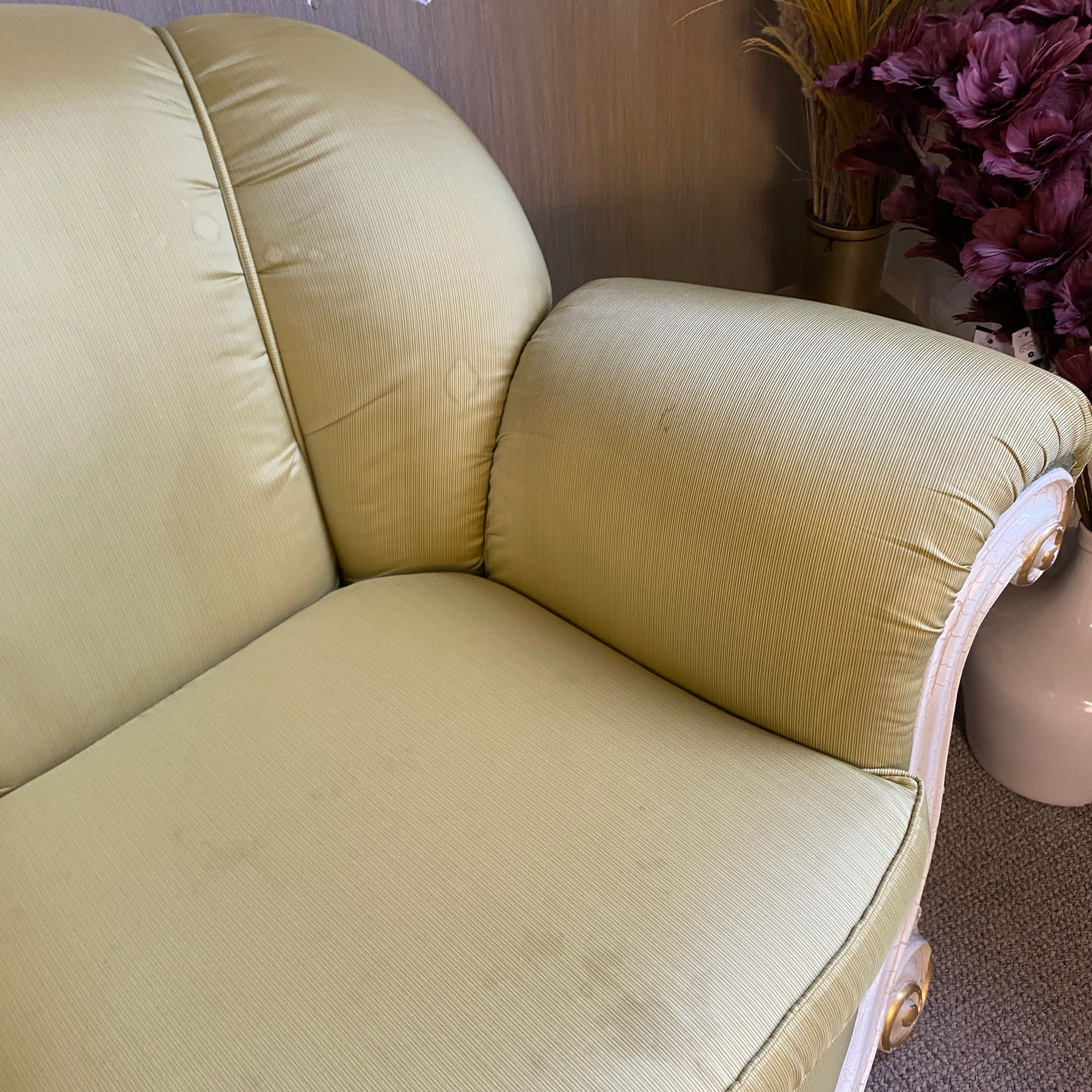 Barock Sofa 3-Sitzer Grün mit Holzschnitzereien – Elegante Vintage Couch gebraucht - Image 5