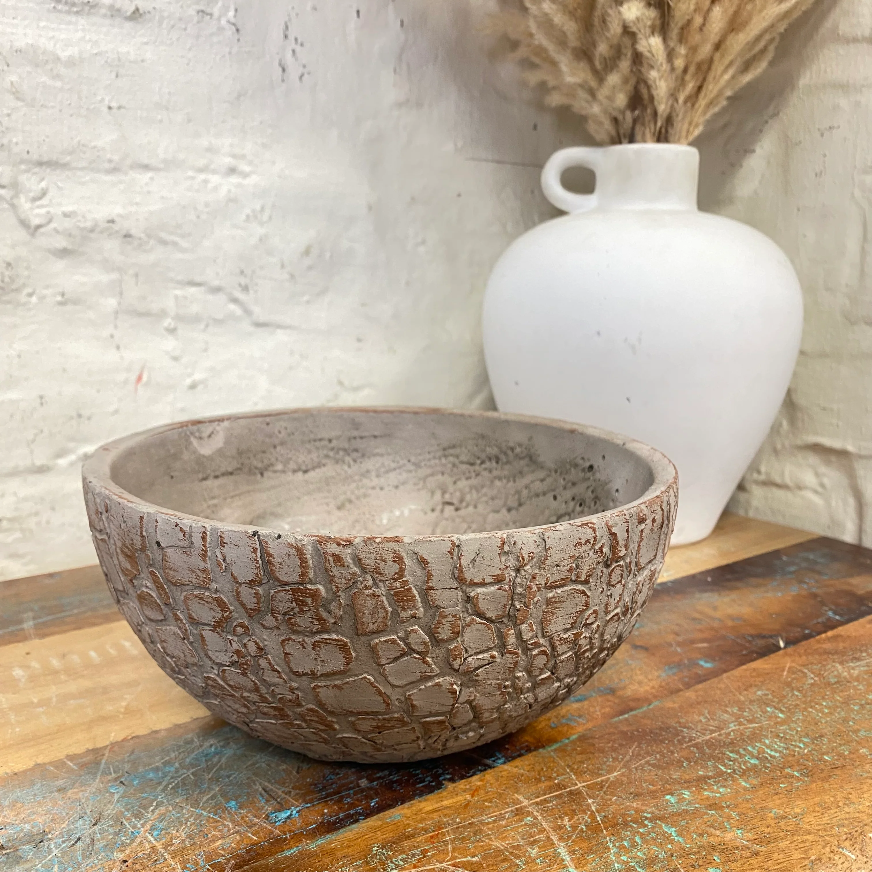 Arica Blumentopf braun Zement 20cm