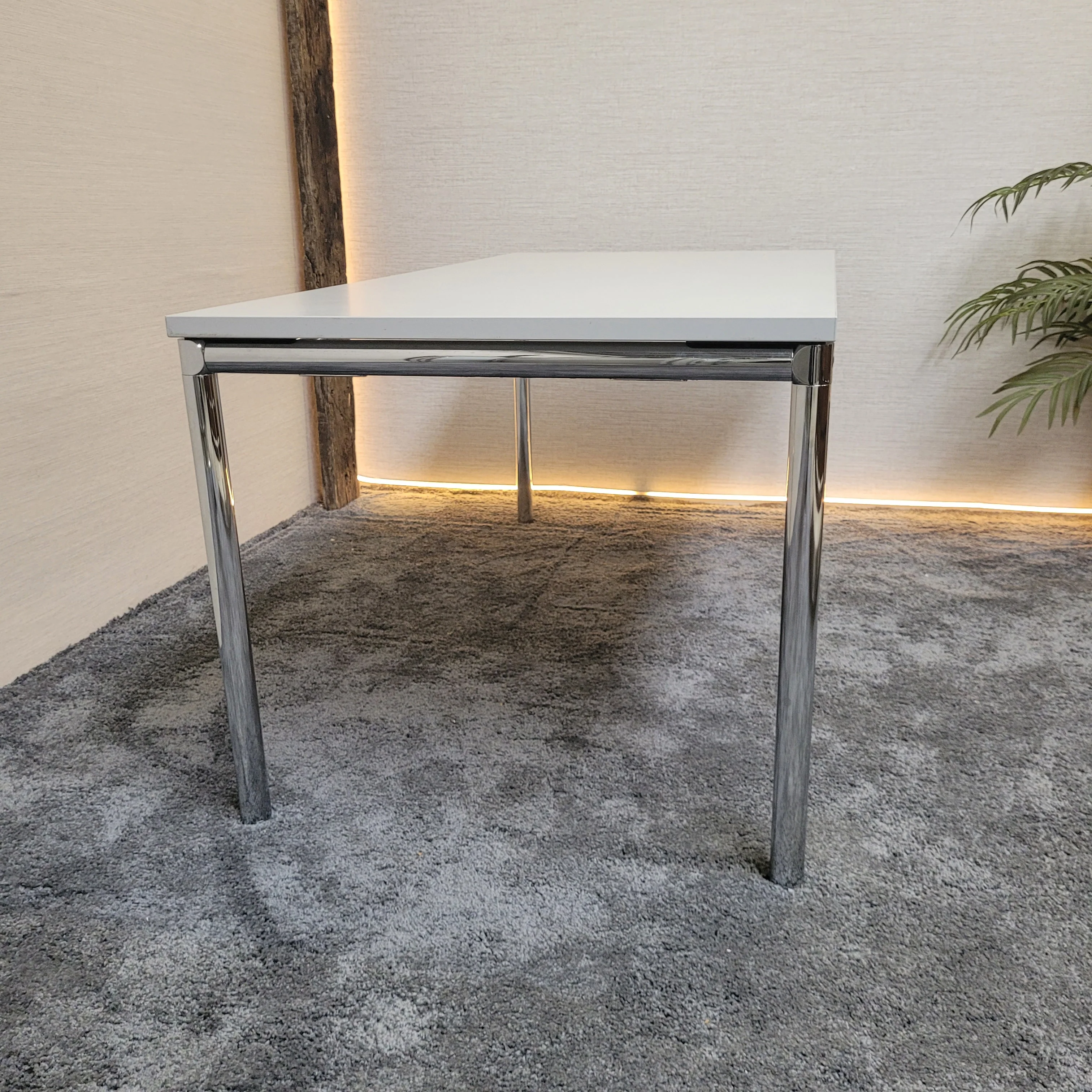 Original Bosse Schreibtisch gebraucht lichtgrau Holz Chrom 150x75 Tisch - Image 3