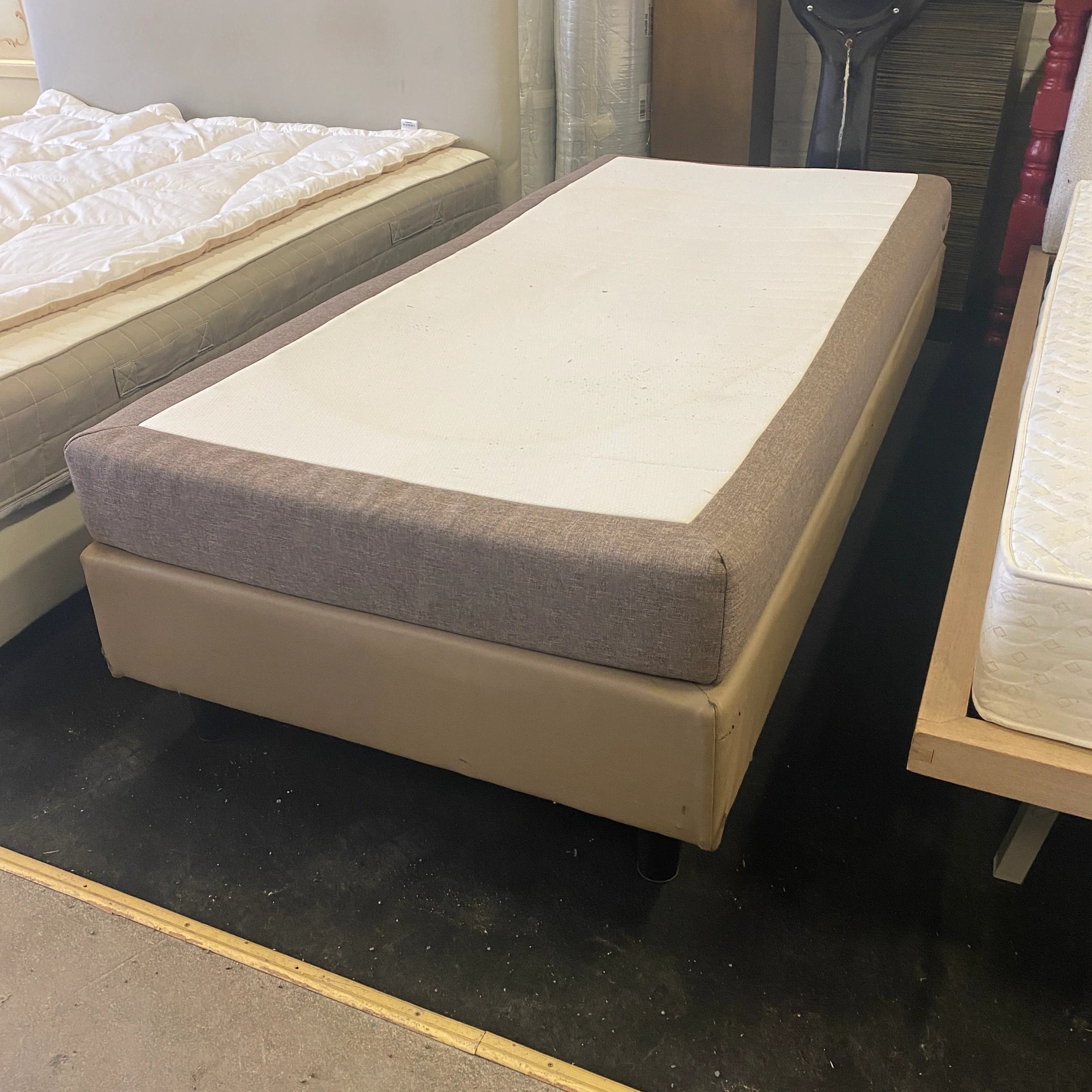 Boxspringbett braun 90x200 mit Matratze - Bett gebraucht Einzelbett - Image 6