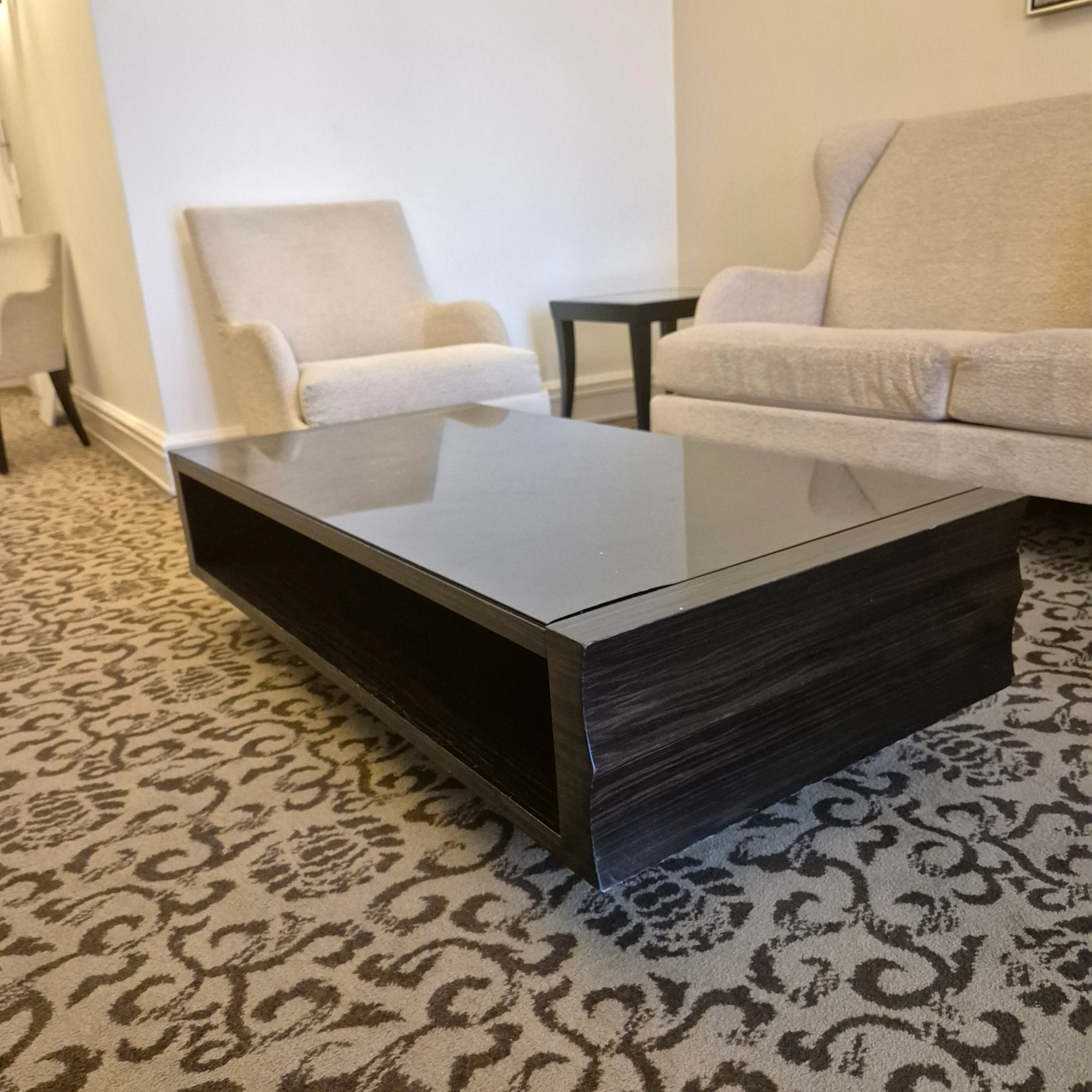 Couchtisch rechteckig Holz mit Glas - Atlantic Hotel Hamburg - gebraucht - Image 3