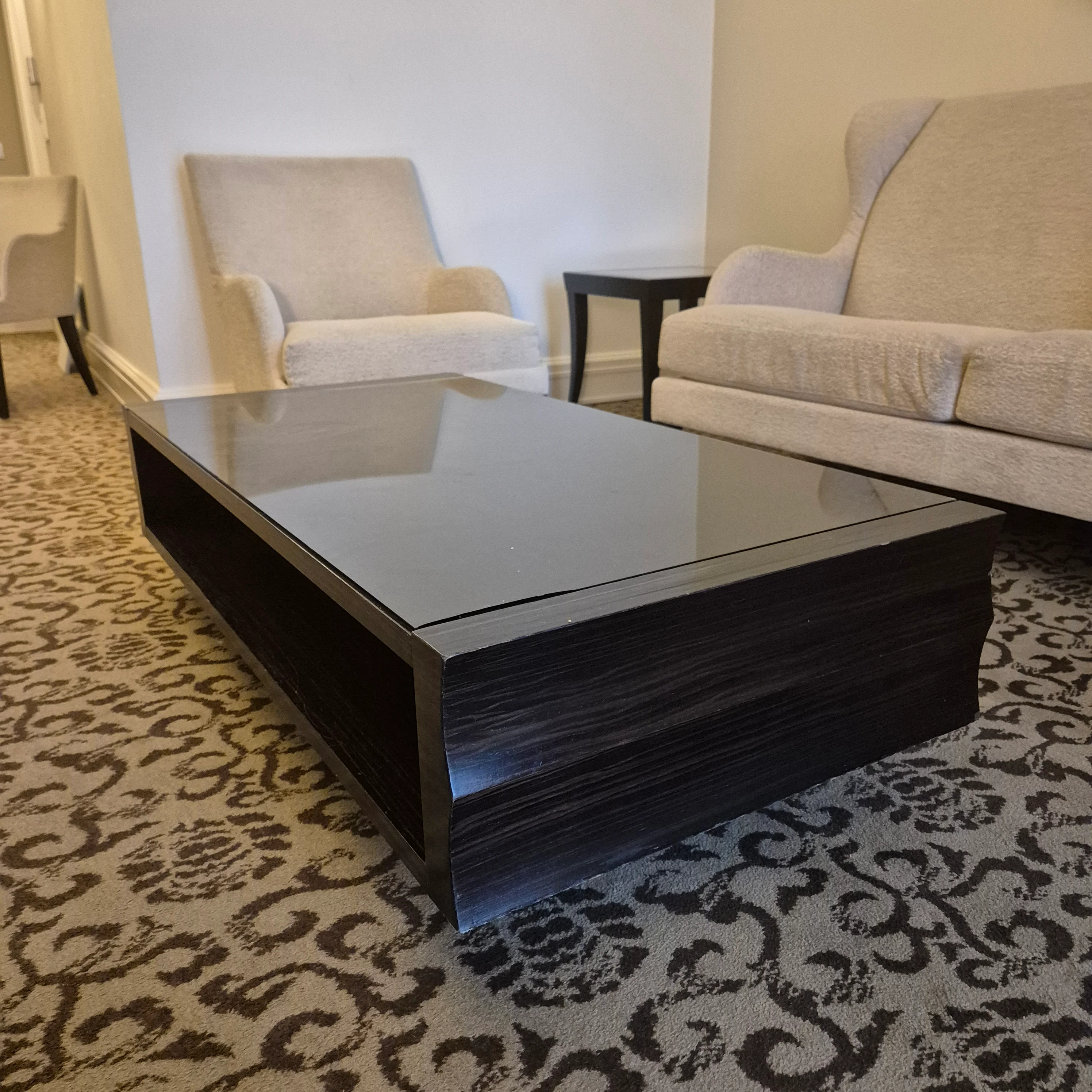 Couchtisch rechteckig Holz mit Glas - Atlantic Hotel Hamburg - gebraucht - Image 5
