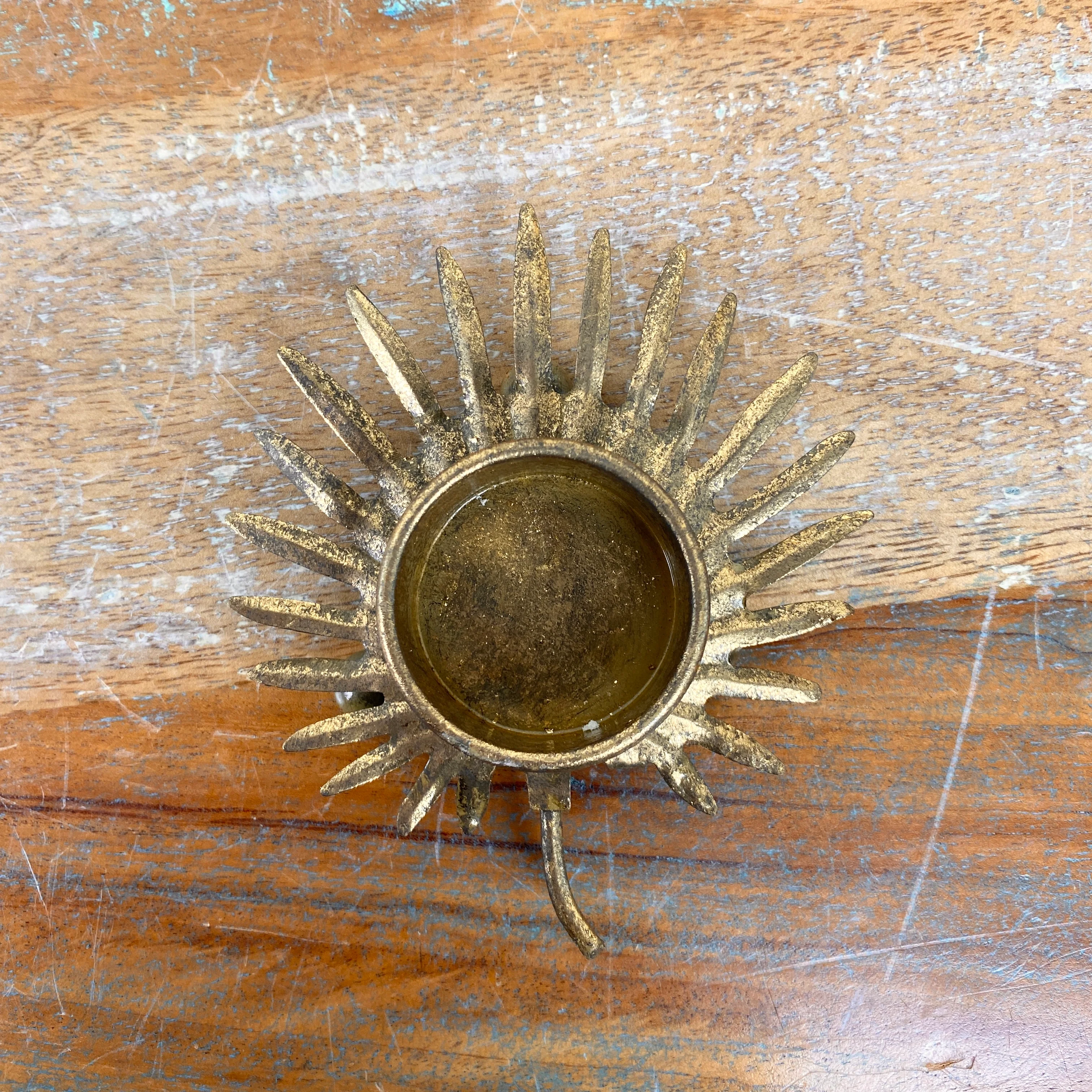 Countryfield Dorie Teelichthalter golden Metall Floral Blatt Vintage Look - Image 5