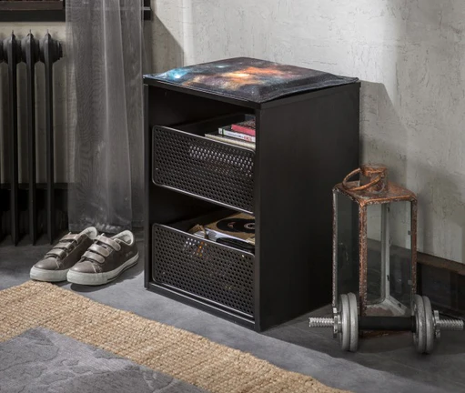 Schwarzer Beistellschrank mit Schubladen – Schrank gebraucht - Image 2