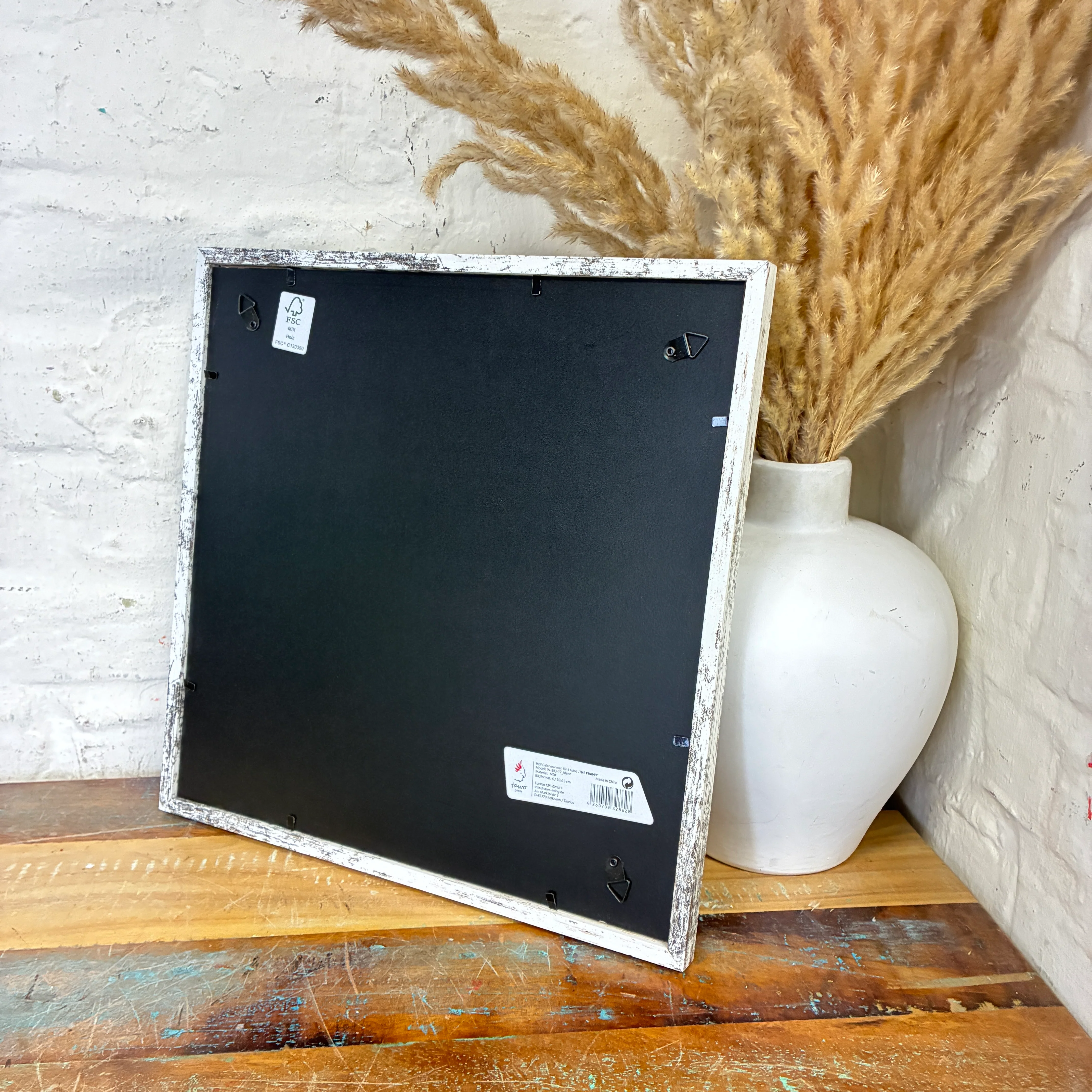 Fotorahmen 4rer Kollage weiß MDF Glas 32x32cm - Image 3