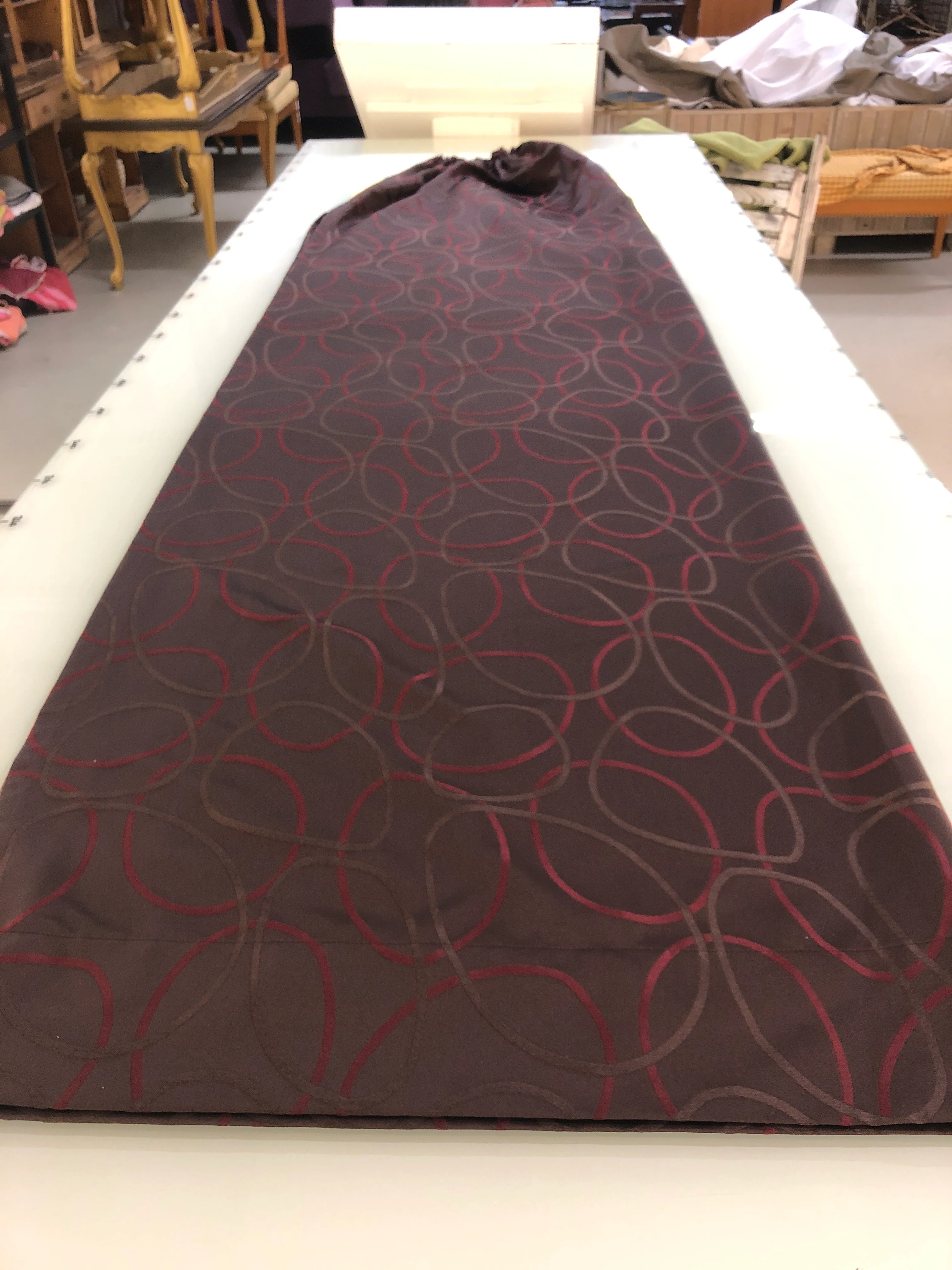 Gardine Vorhang 240x60 braun rot gemustert gebraucht - Image 2