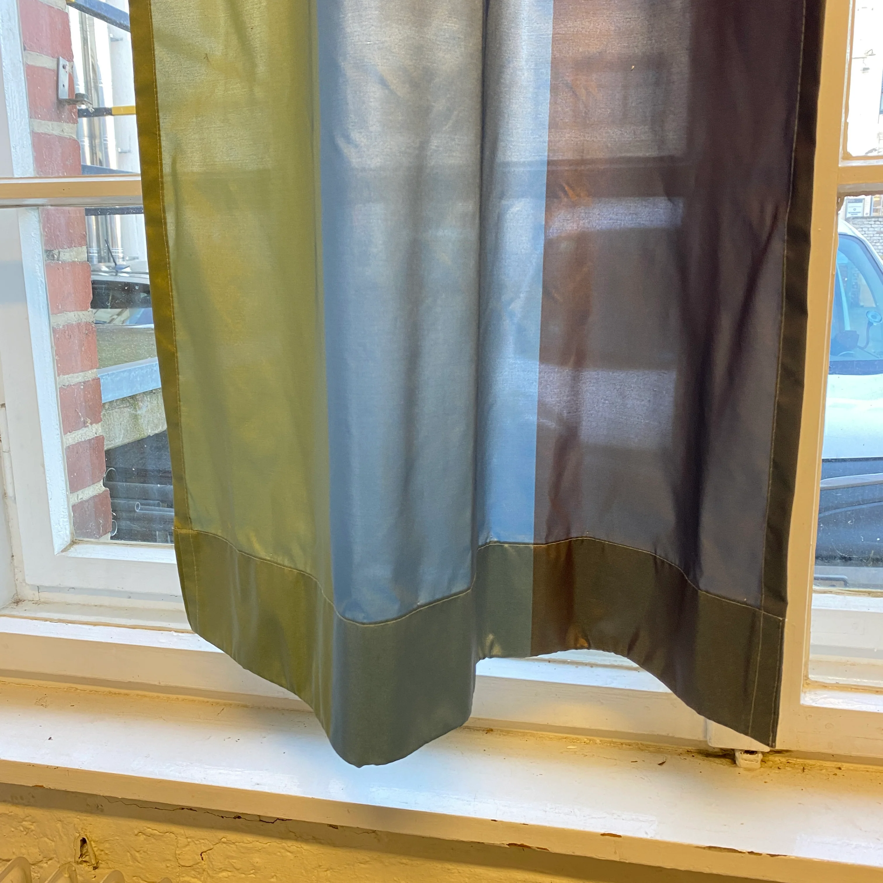 Gardine Vorhang Schal Stoff 245x30 grün-blau-lila lichtdurchlässig - Image 5