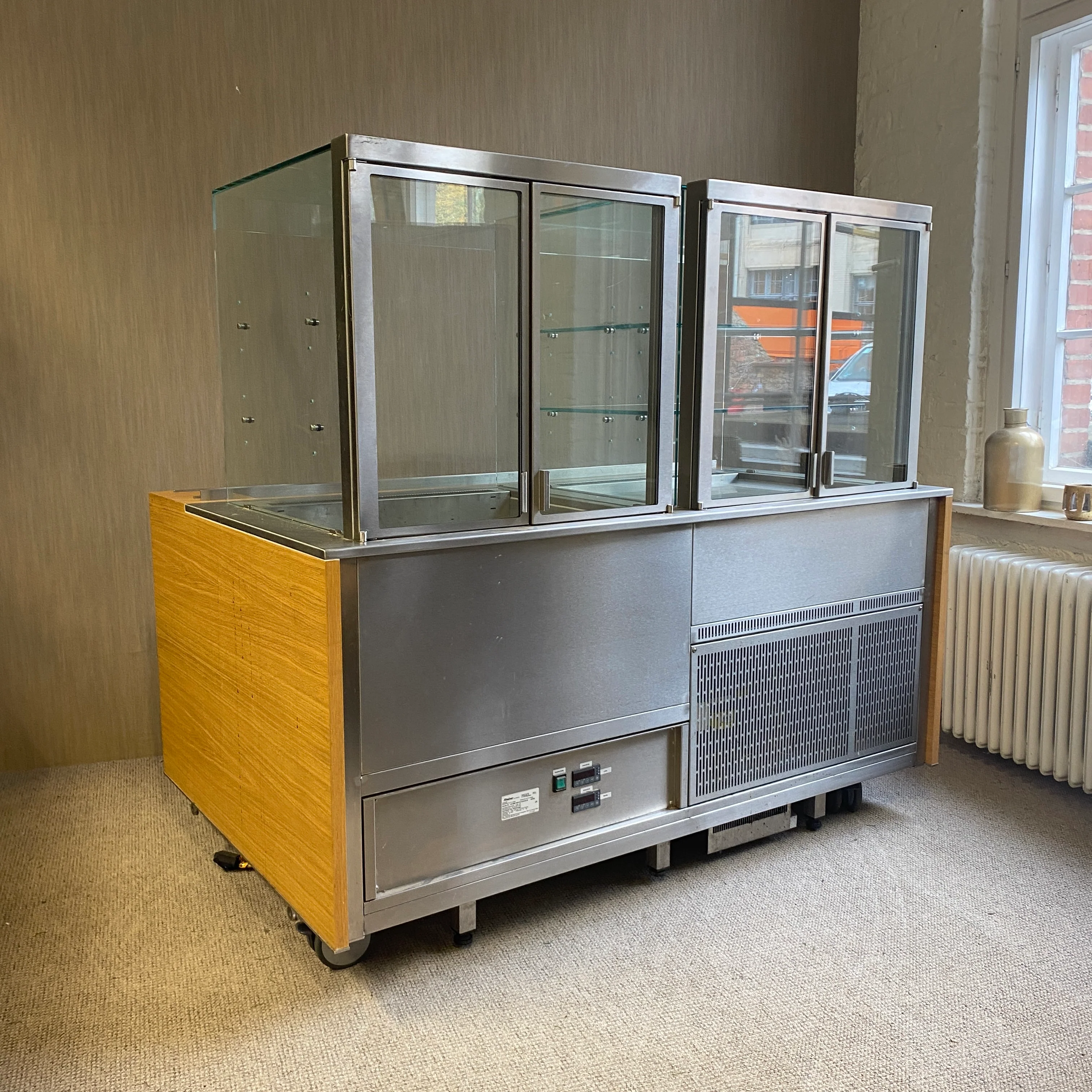 Rieber Kaltbuffet Vitrine gebraucht Eiche Furnier Edelstahl Gastro - Image 8
