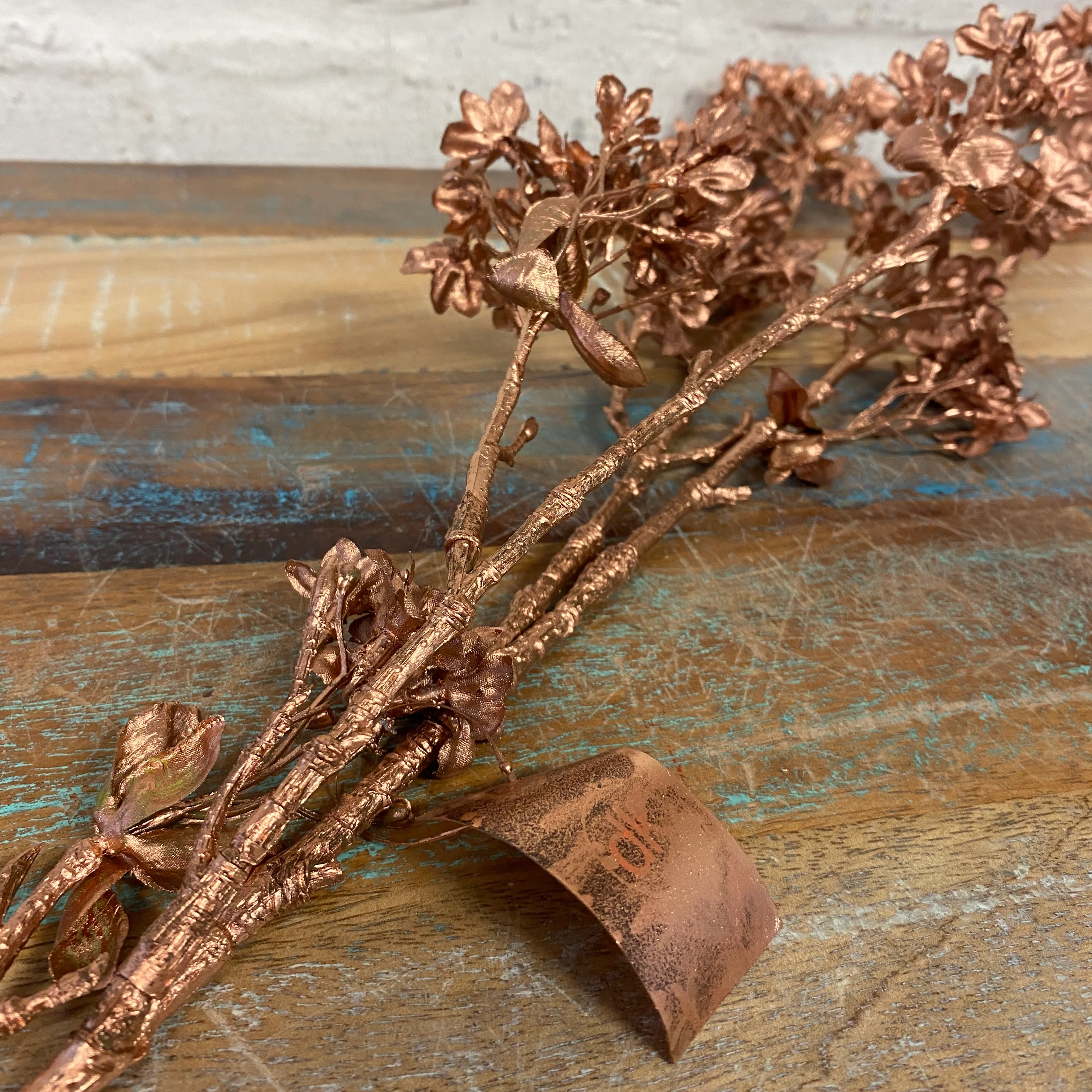 Künstliche Zweigblumen kupferfarbig 100cm Deko