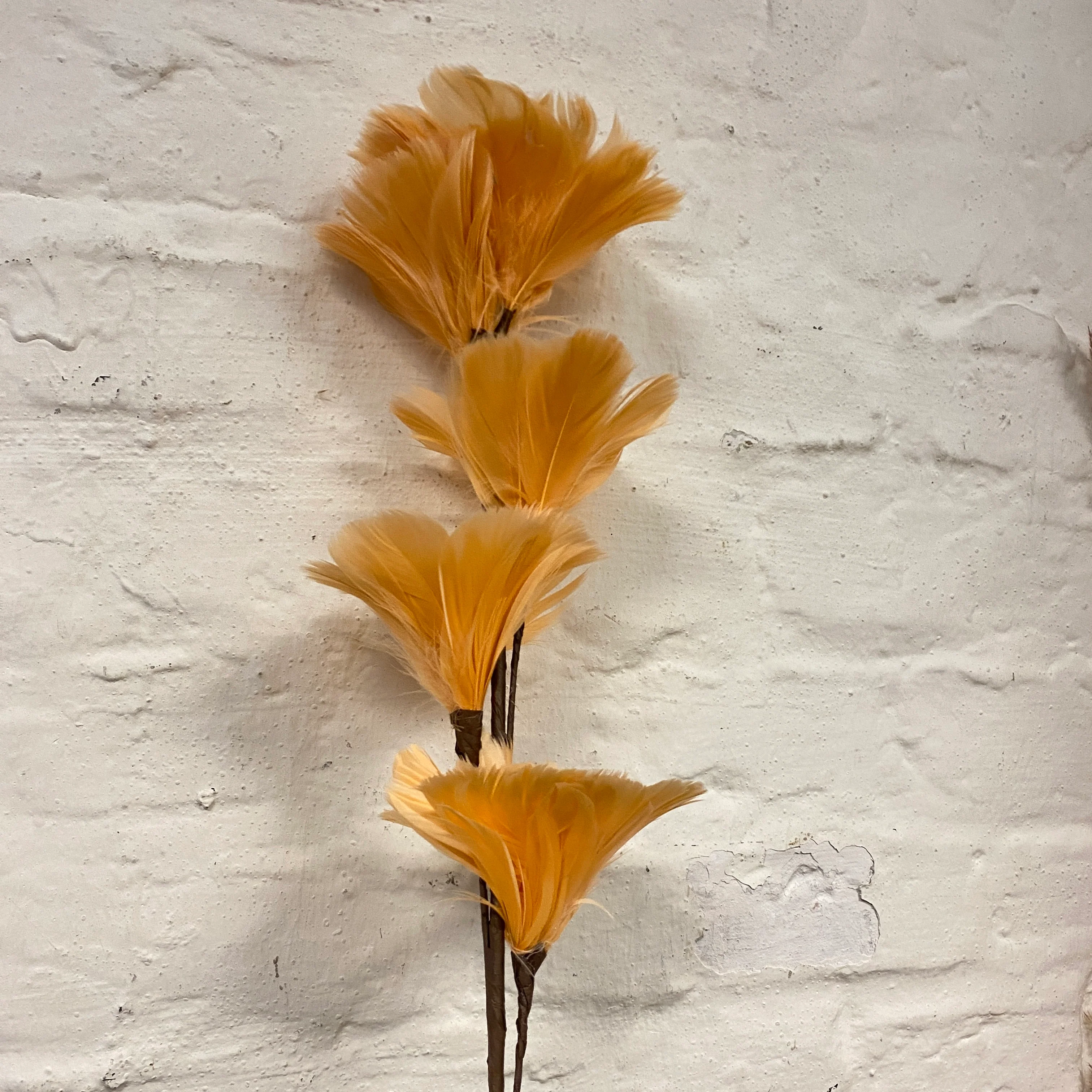 Künstlicher Zweig Federblumen orange 85 cm Kunstpflanze