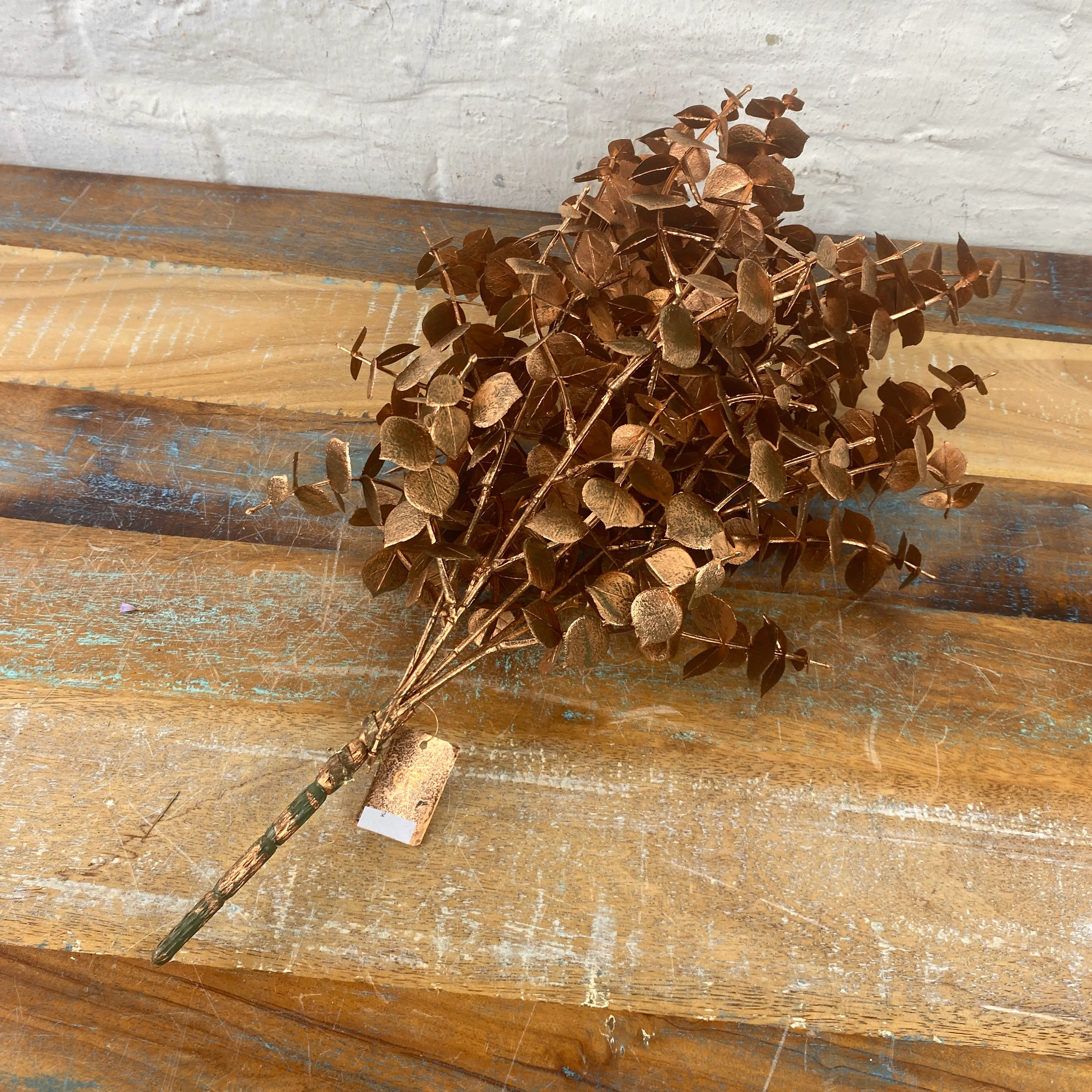 Künstlicher Zweig Silk Dry Eukalyptus kupferfarben Kunstpflanze 50cm Deko