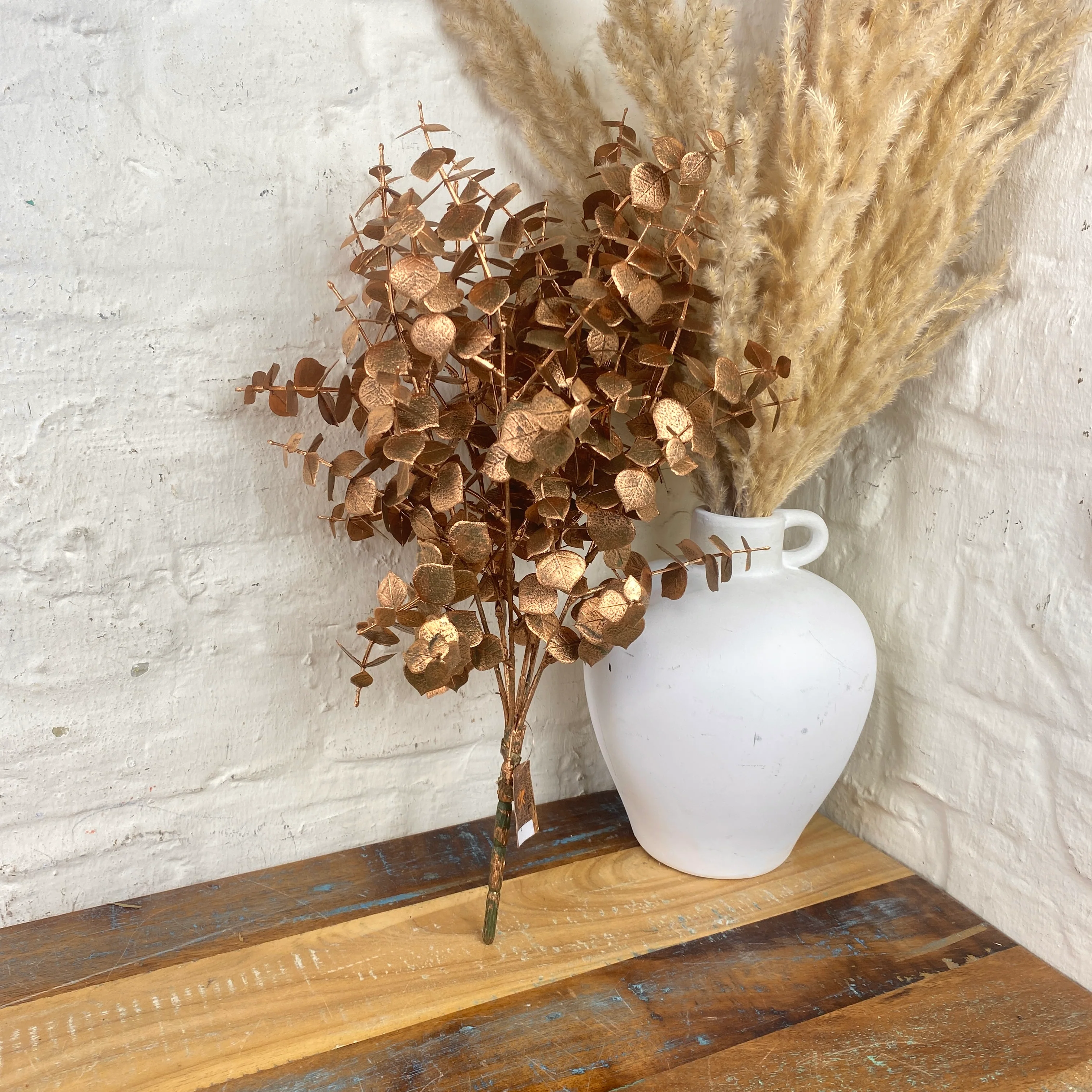 Künstlicher Zweig Silk Dry Eukalyptus kupferfarben Kunstpflanze 50cm Deko - Image 2