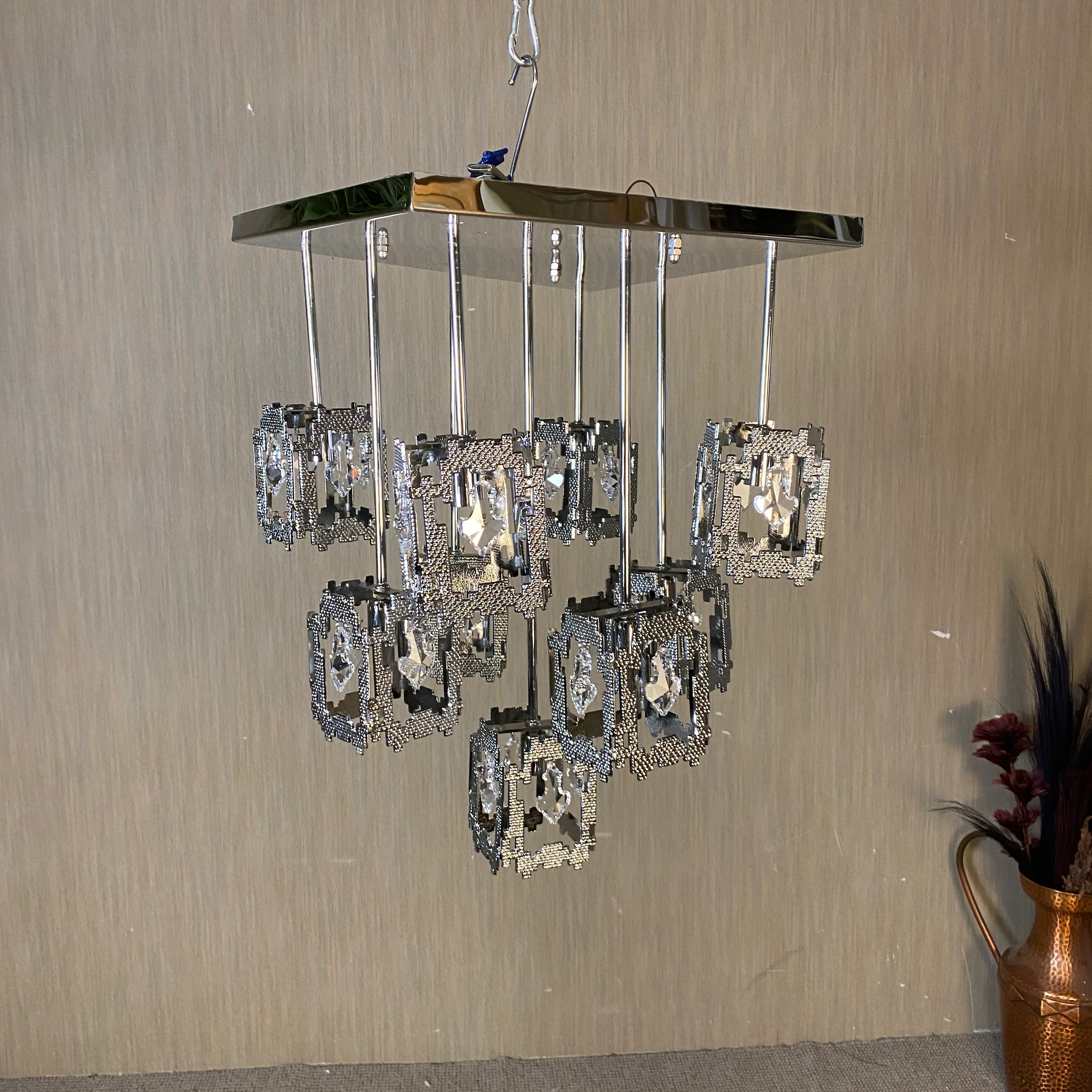 Chrom Pendelleuchte mit Kristallbehang 9 flammig - Lampe Cairo - Image 4