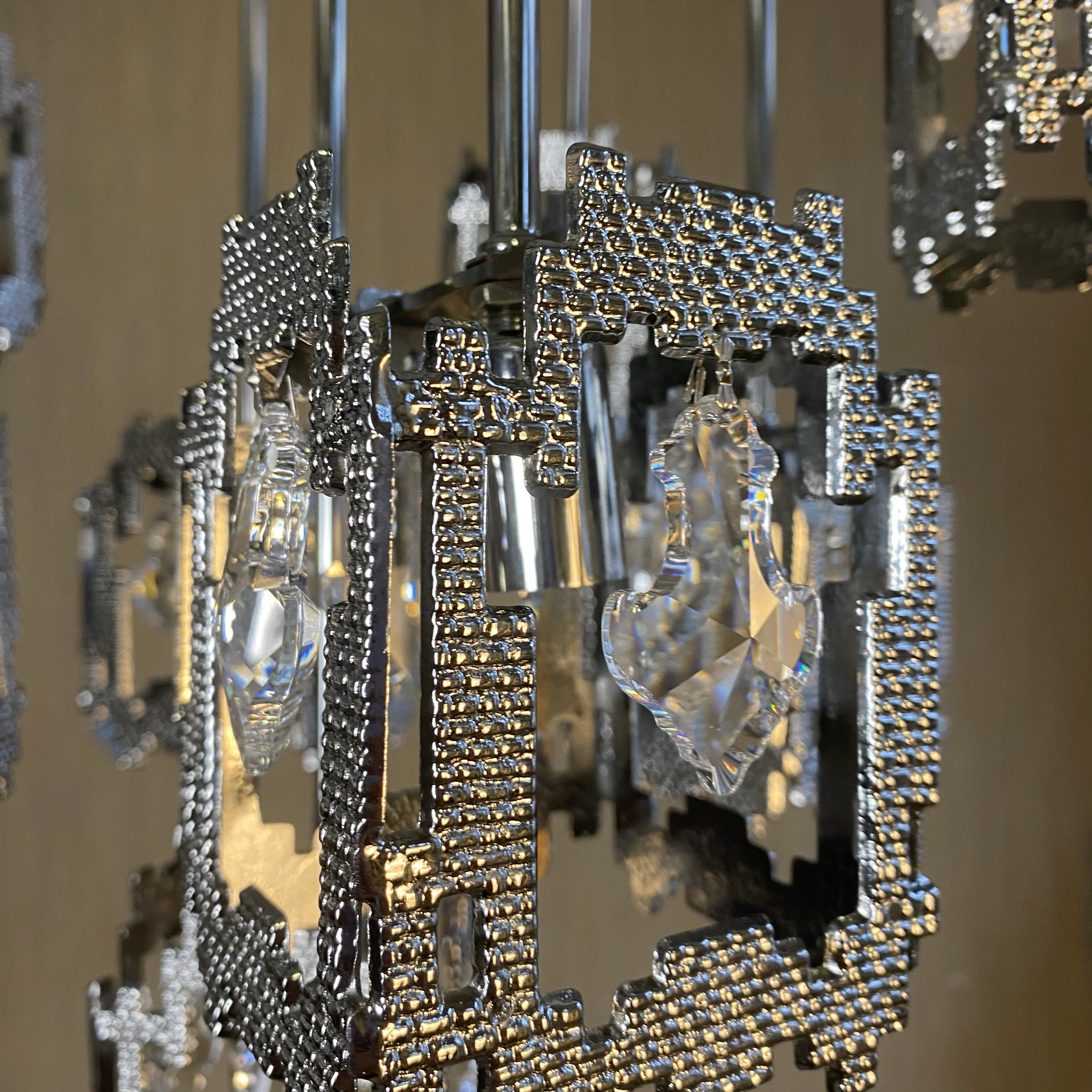 Chrom Pendelleuchte mit Kristallbehang 9 flammig - Lampe Cairo - Image 5