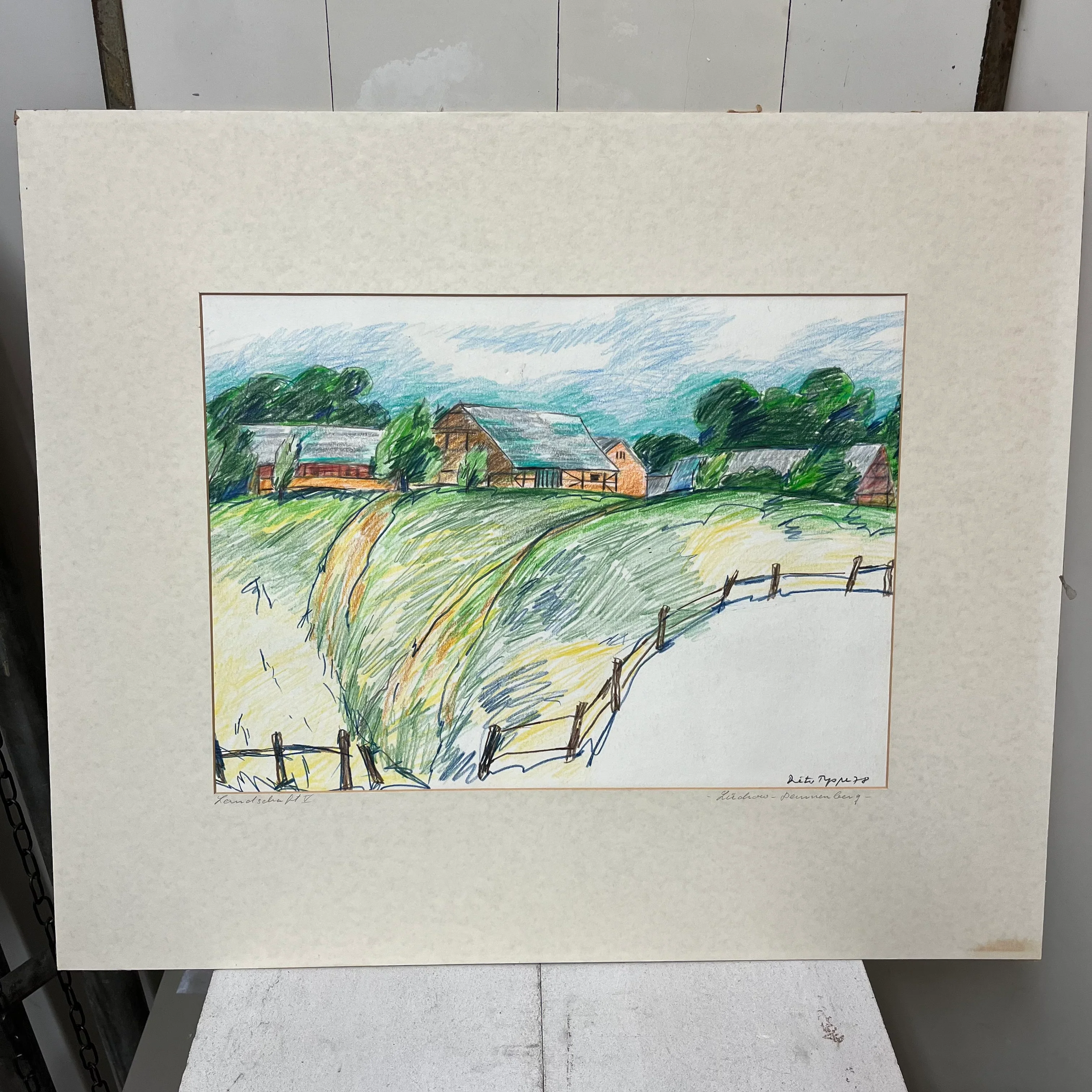 Druckgrafik im Passepartout „Landschaft V“