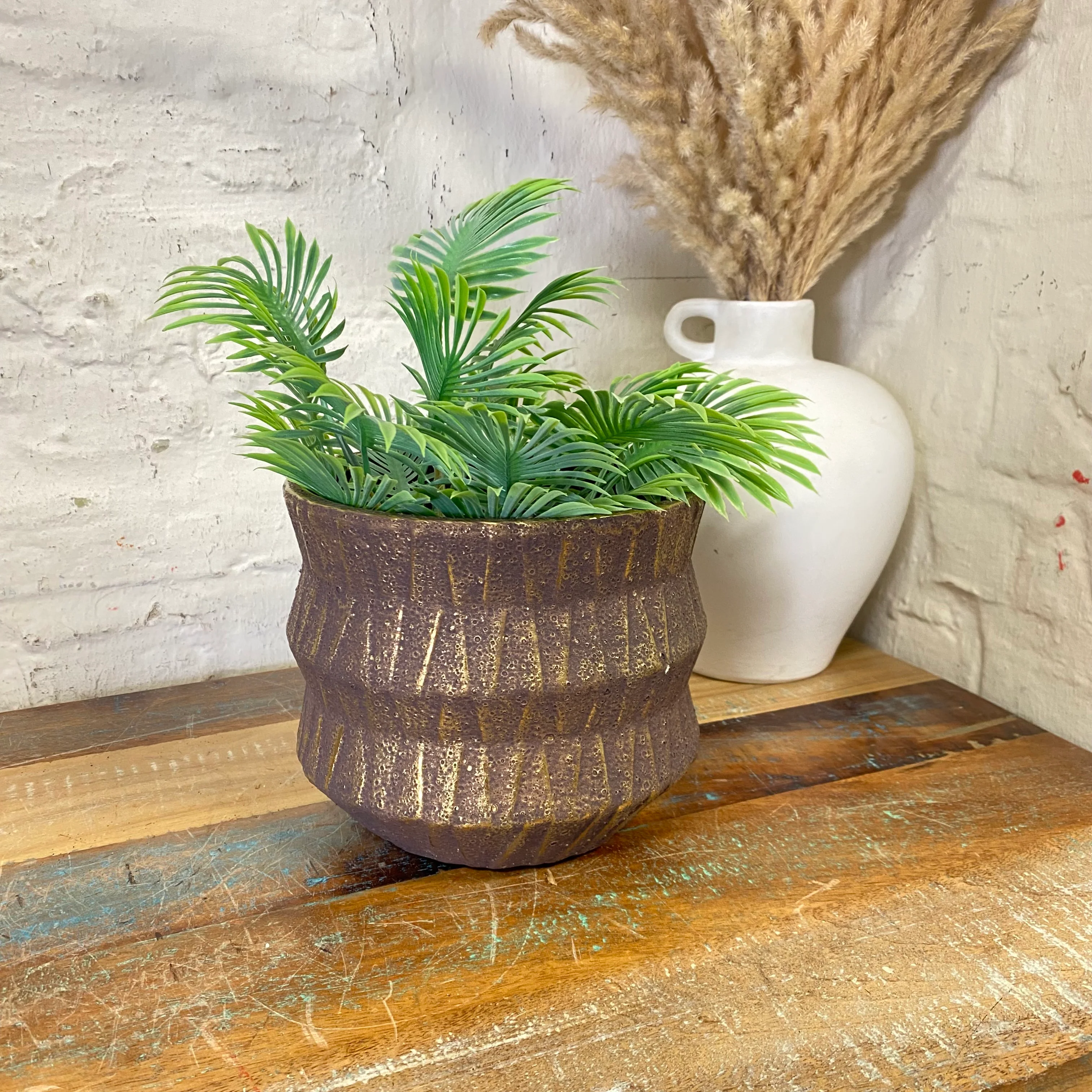 PTMD Blumentopf Izra L bronzefarben/goldfarben Kunststoff 18cm