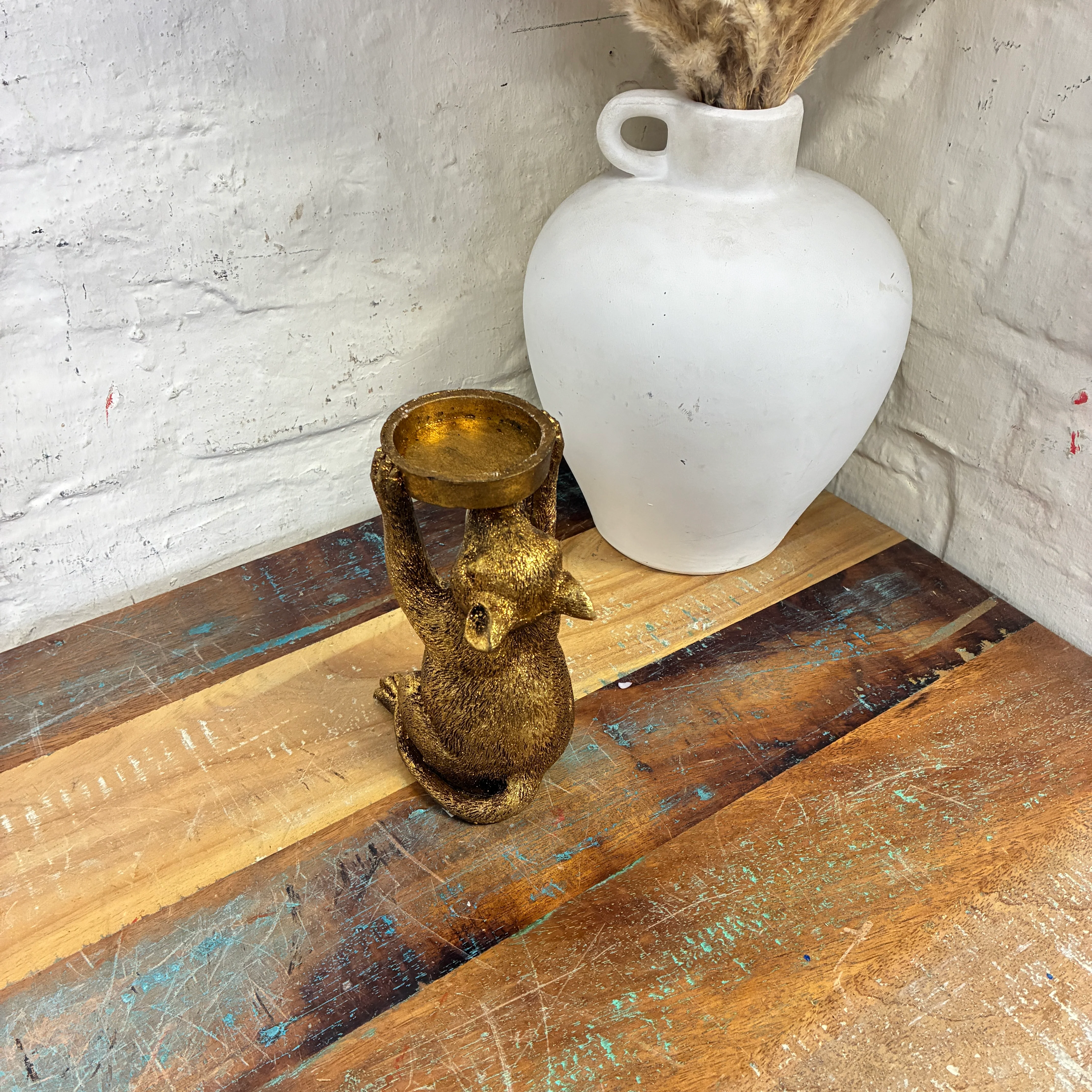 PTMD Teelichthalter Miro Maus goldfarbig Kunststoff 14,5cm - Image 3