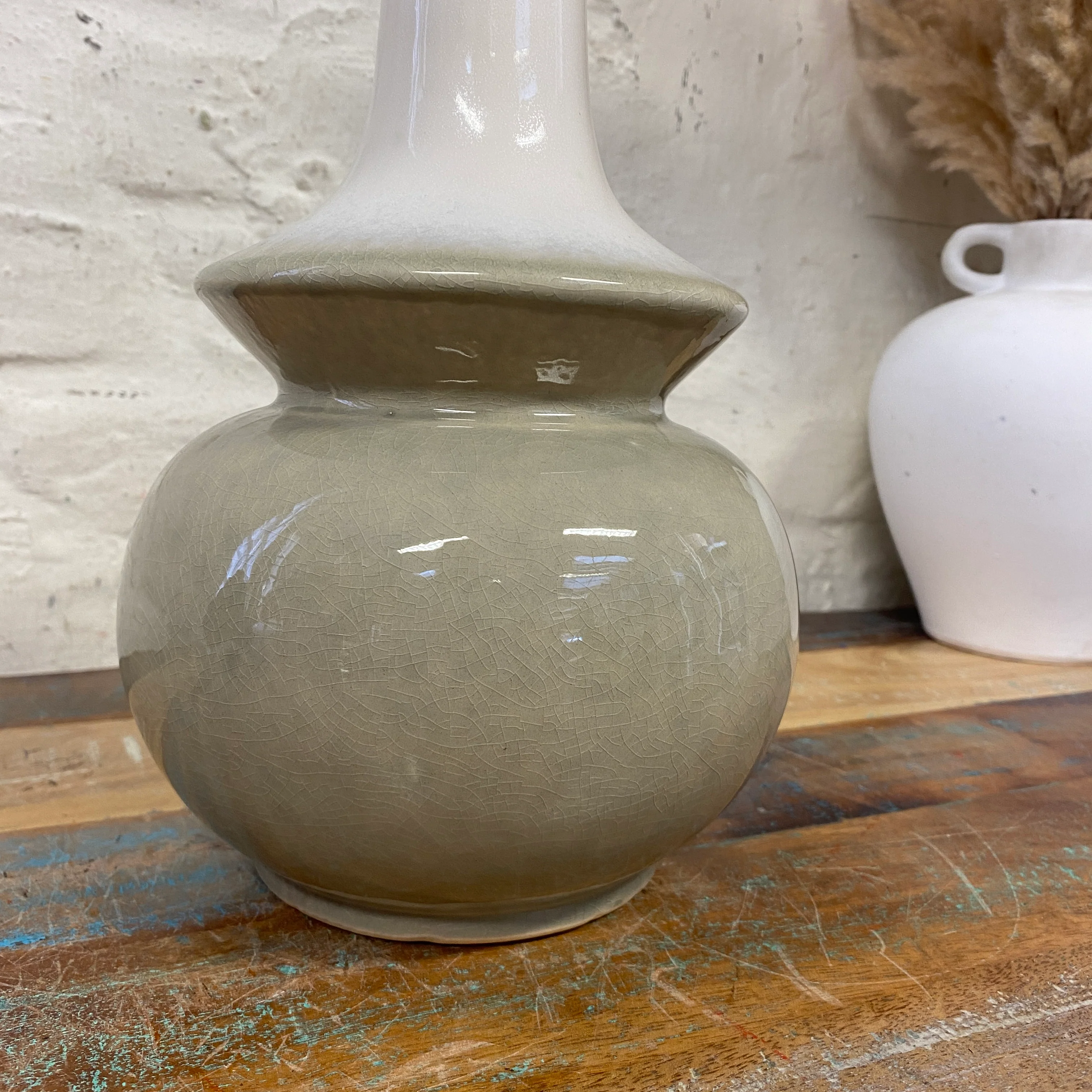PTMD Cyra M Vase creme grau Keramik 28cm Deko Blumenvase - Image 4