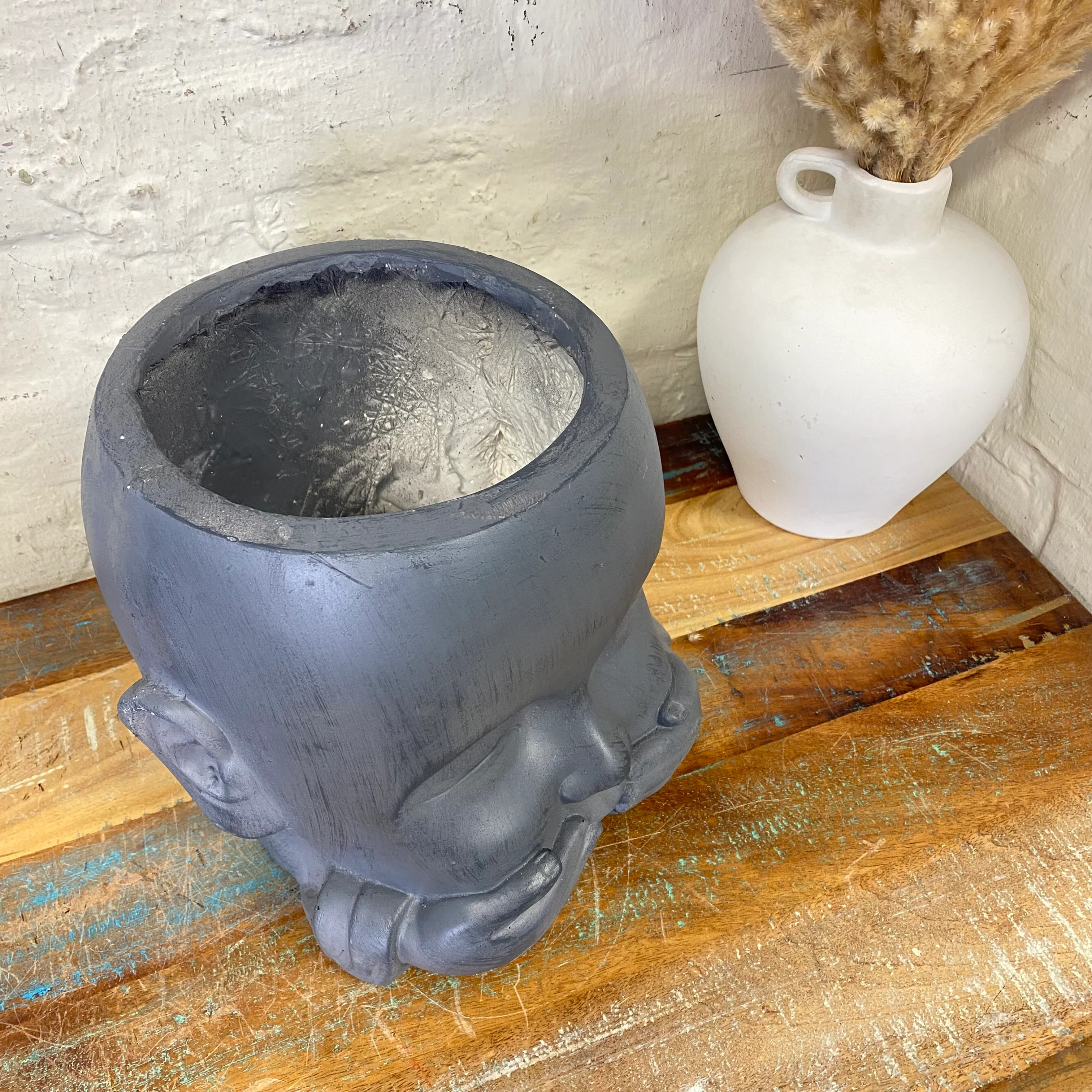 Blumentopf "nichts sagen" anthrazit Kunststoff Stein Mix 24cm - Image 3