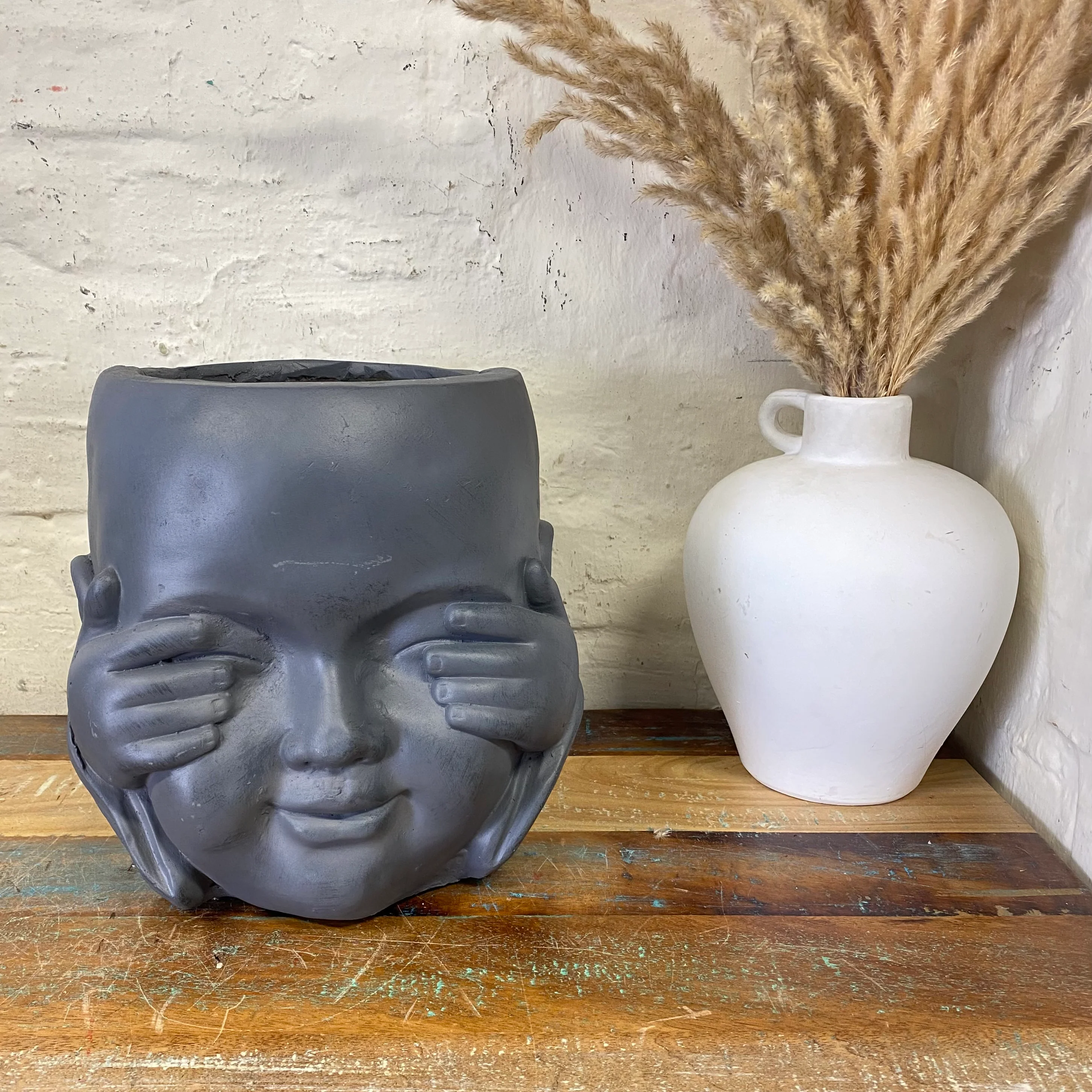 Blumentopf "nichts sehen" anthrazit Kunststoff Stein Mix24cm