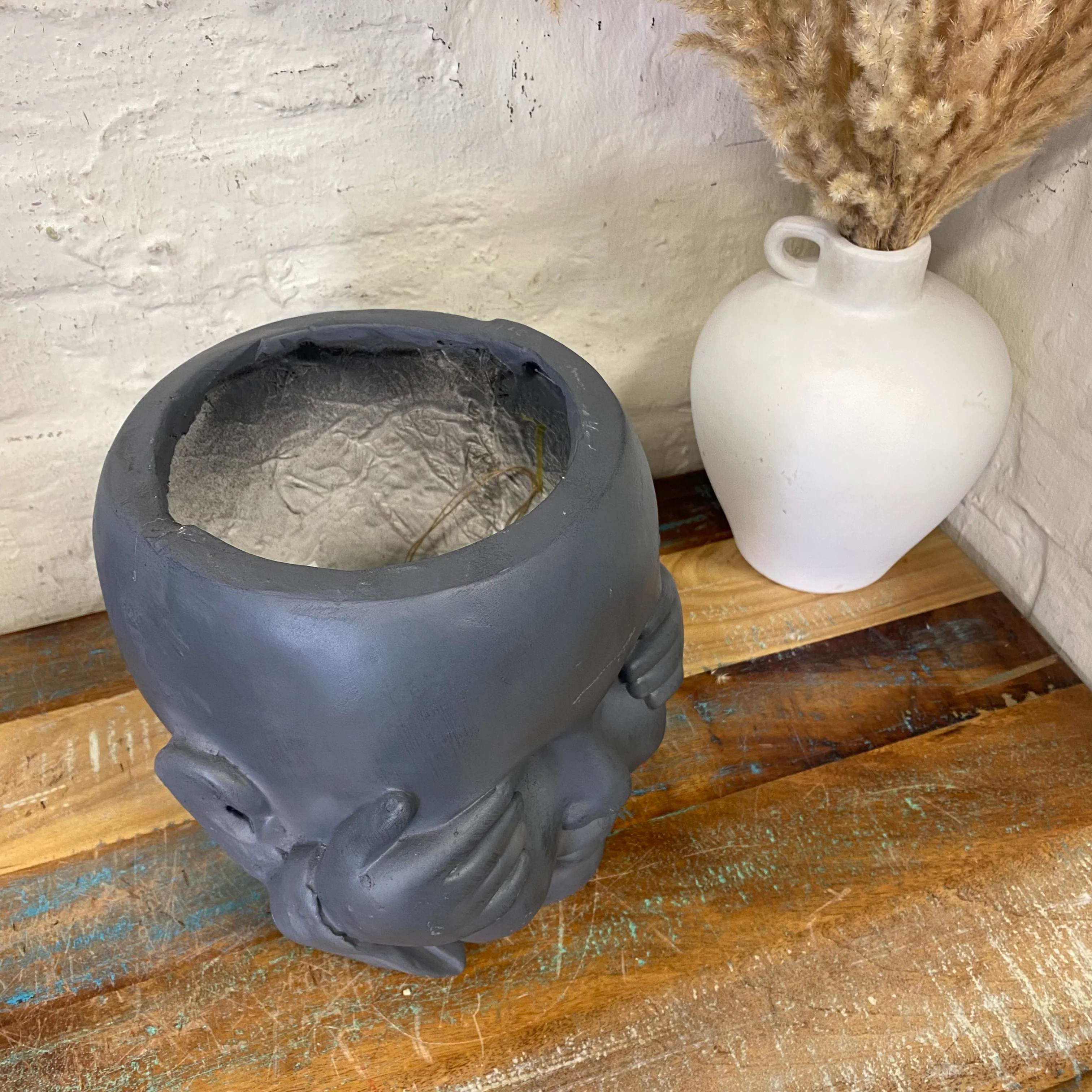 Blumentopf "nichts sehen" anthrazit Kunststoff Stein Mix24cm - Image 3
