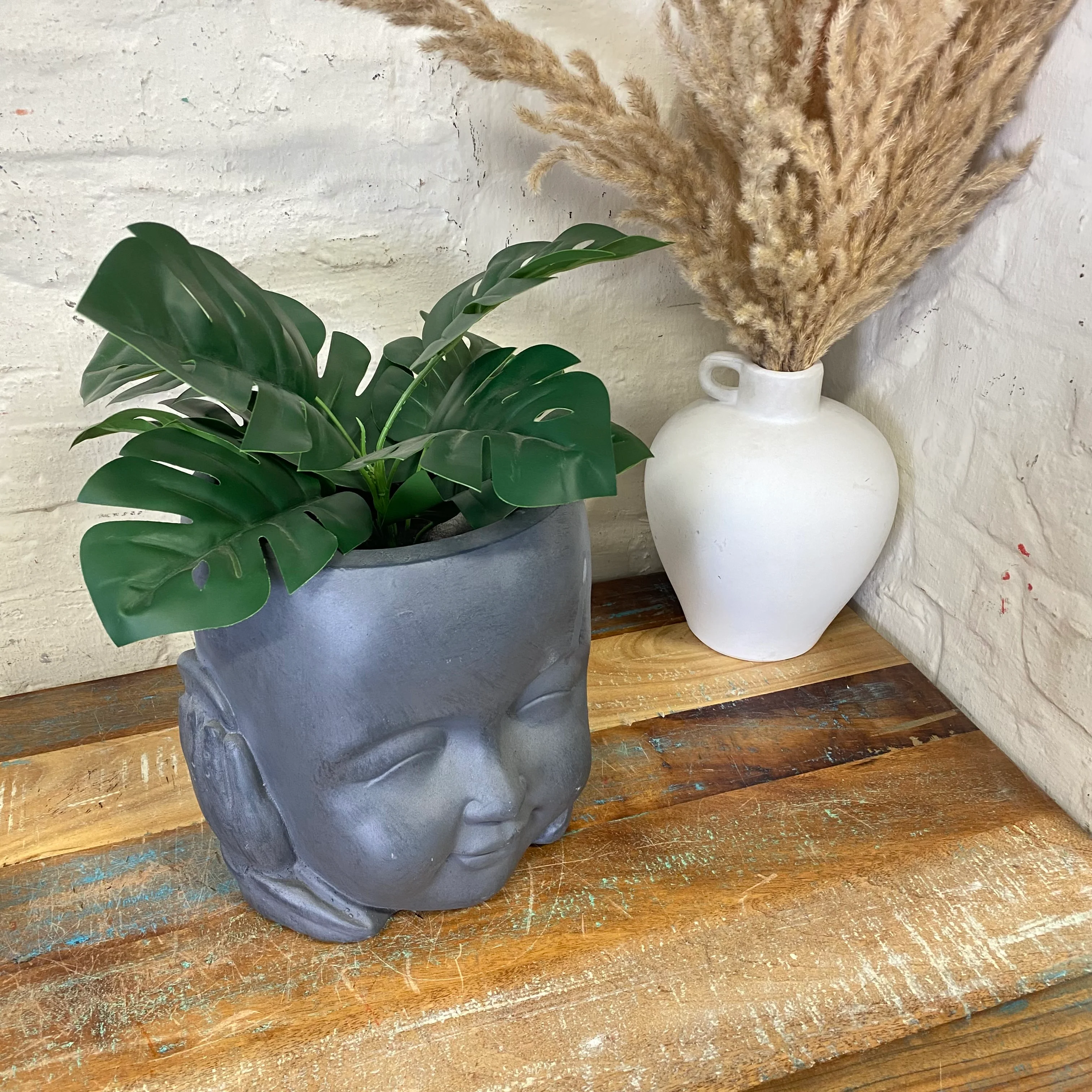 Blumentopf "nichts hören" anthrazit Kunststoff Stein Mix 24cm - Image 2