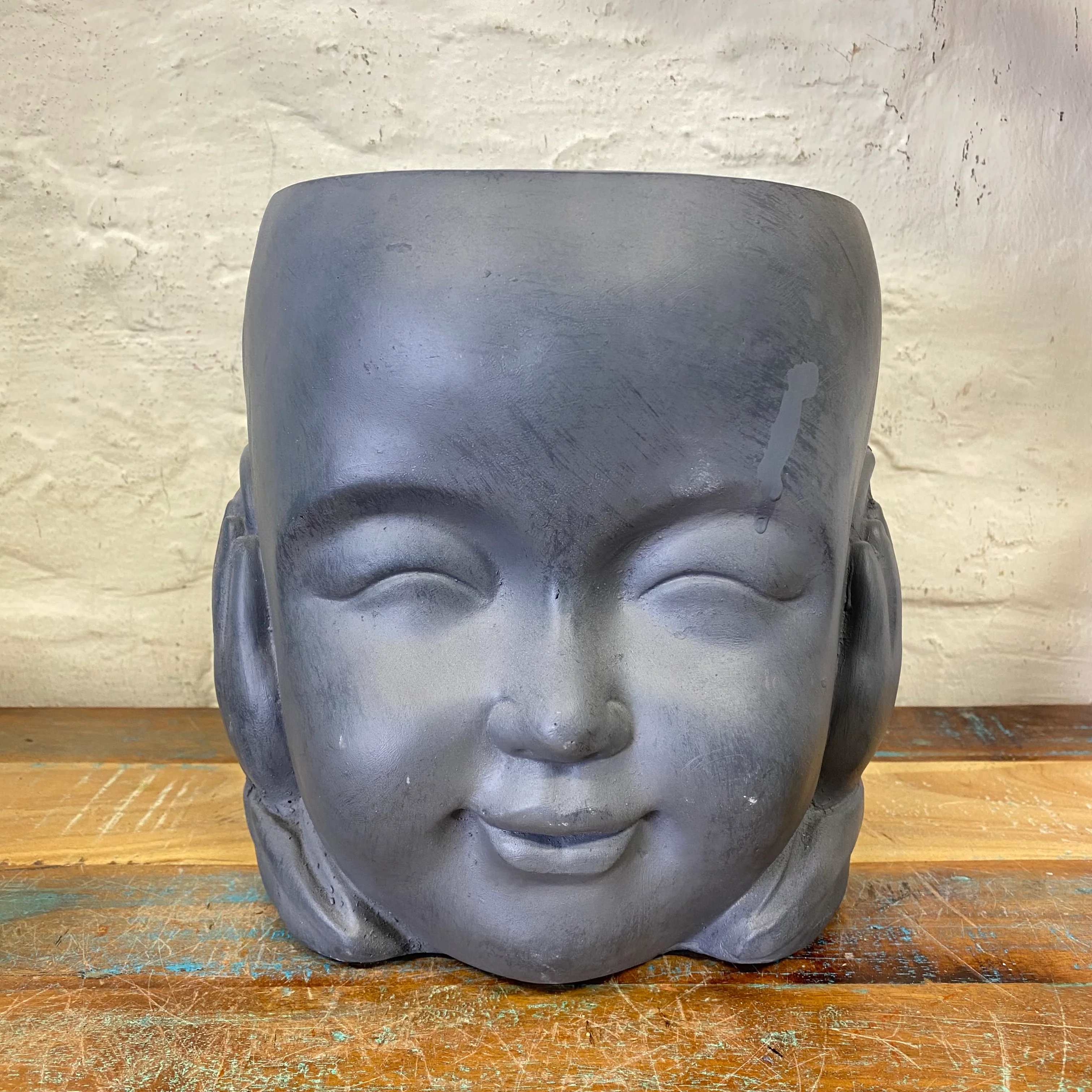 Blumentopf "nichts hören" anthrazit Kunststoff Stein Mix 24cm - Image 4
