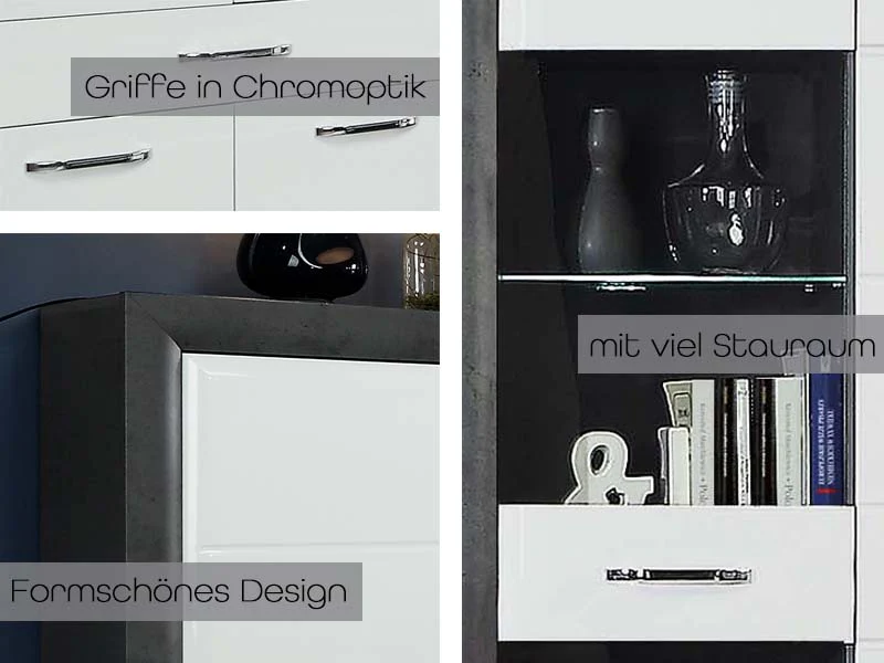 SANREMO Vitrine inkl. Beleuchtung Weiß Schrank - Image 3