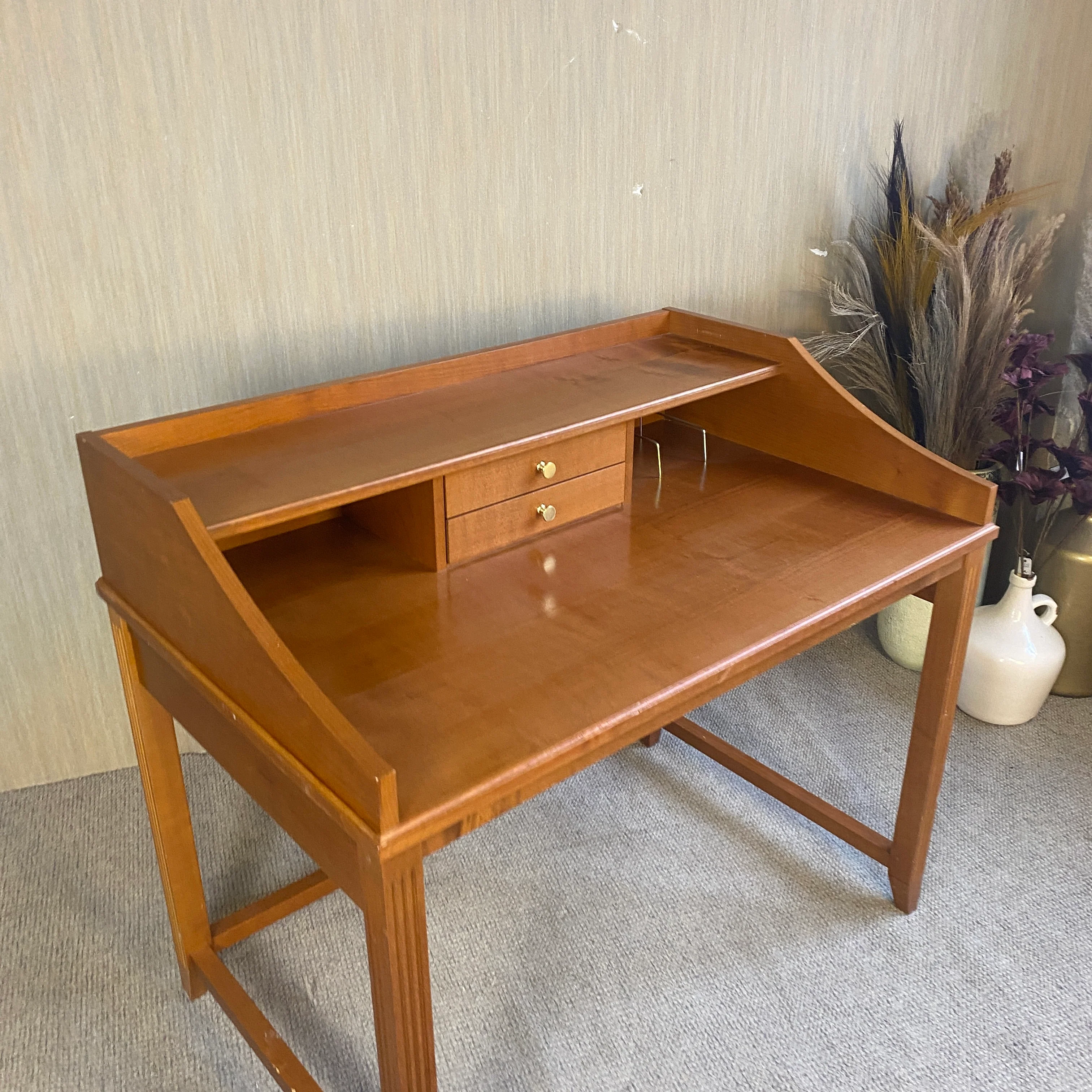 Landhausstil Schreibtisch Sekretär Kirsche Holz mit Aufsatz Schubladen – Tisch gebraucht - Image 3