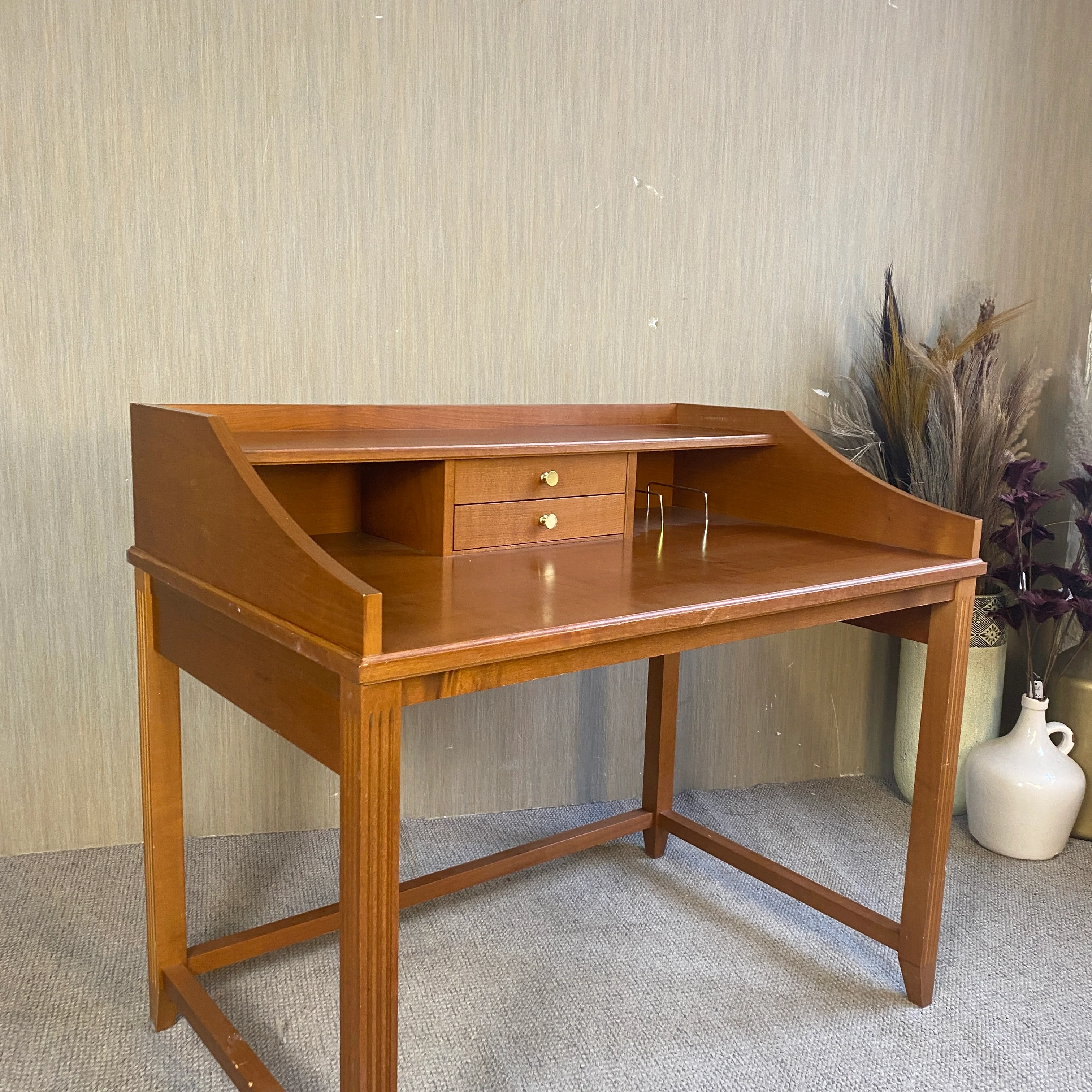 Landhausstil Schreibtisch Sekretär Kirsche Holz mit Aufsatz Schubladen – Tisch gebraucht - Image 7