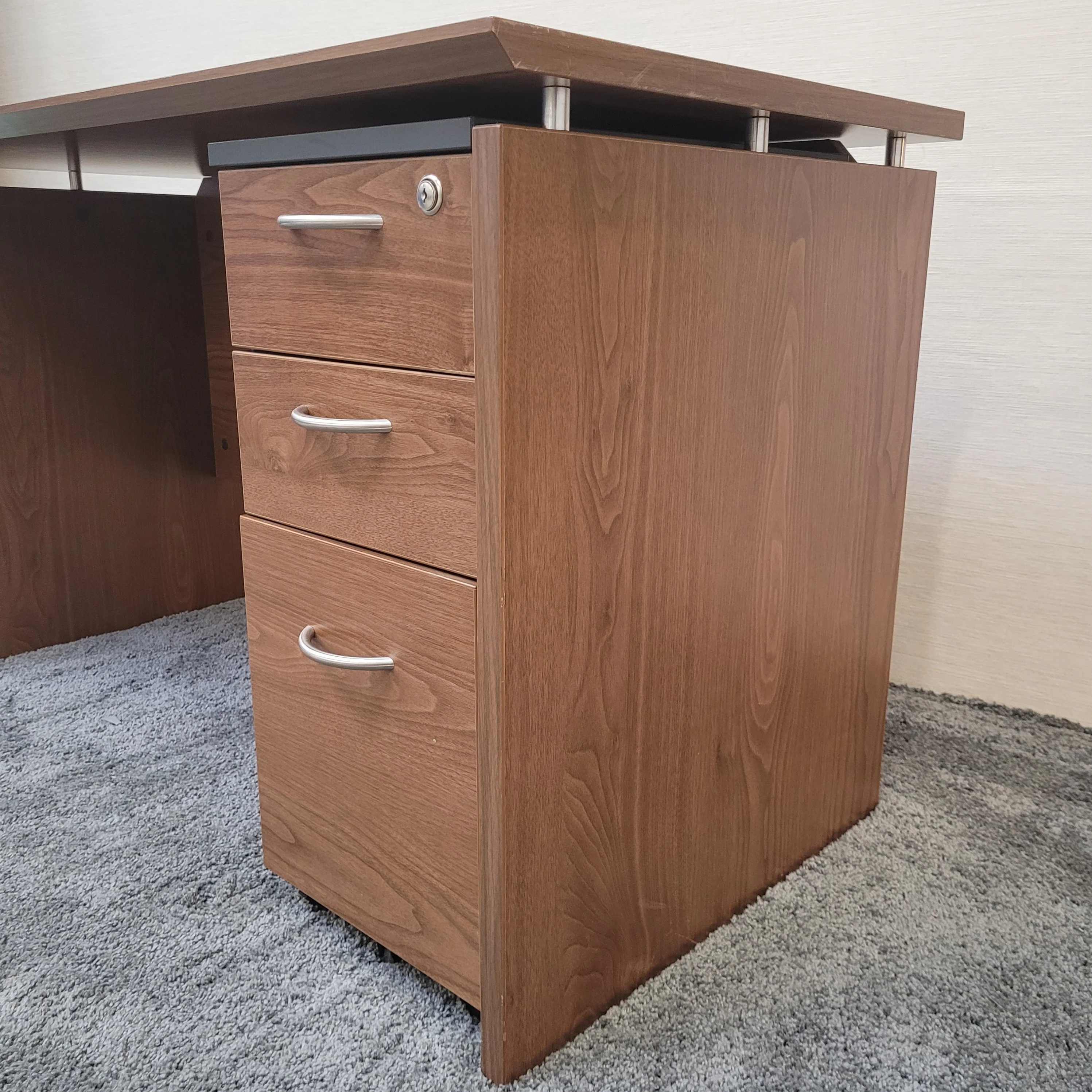 Schreibtisch Nussbaum mit Rollcontainer Set - Image 6