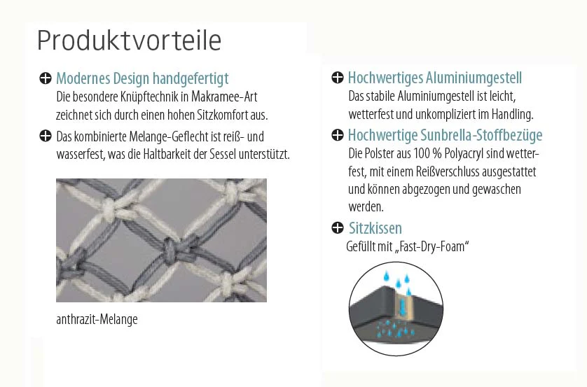 Seitenteil Lounge Mali 2-Sitzer rechts Anthrazit/Grau Design Outdoor Sofa - Image 4