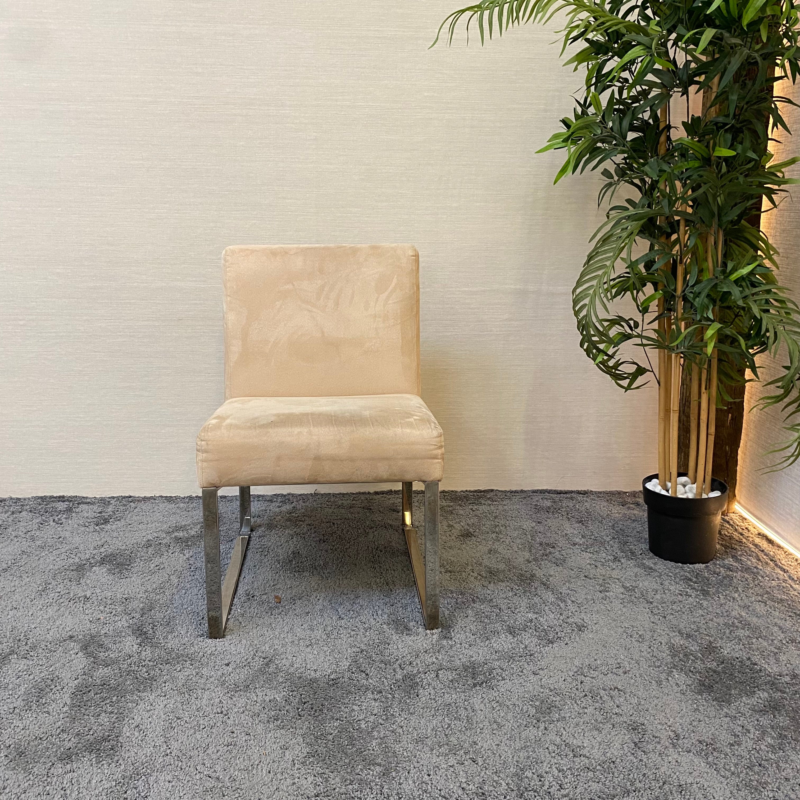 Beiger Polstersessel mit Metallgestell – Sessel Stuhl gebraucht - Image 5