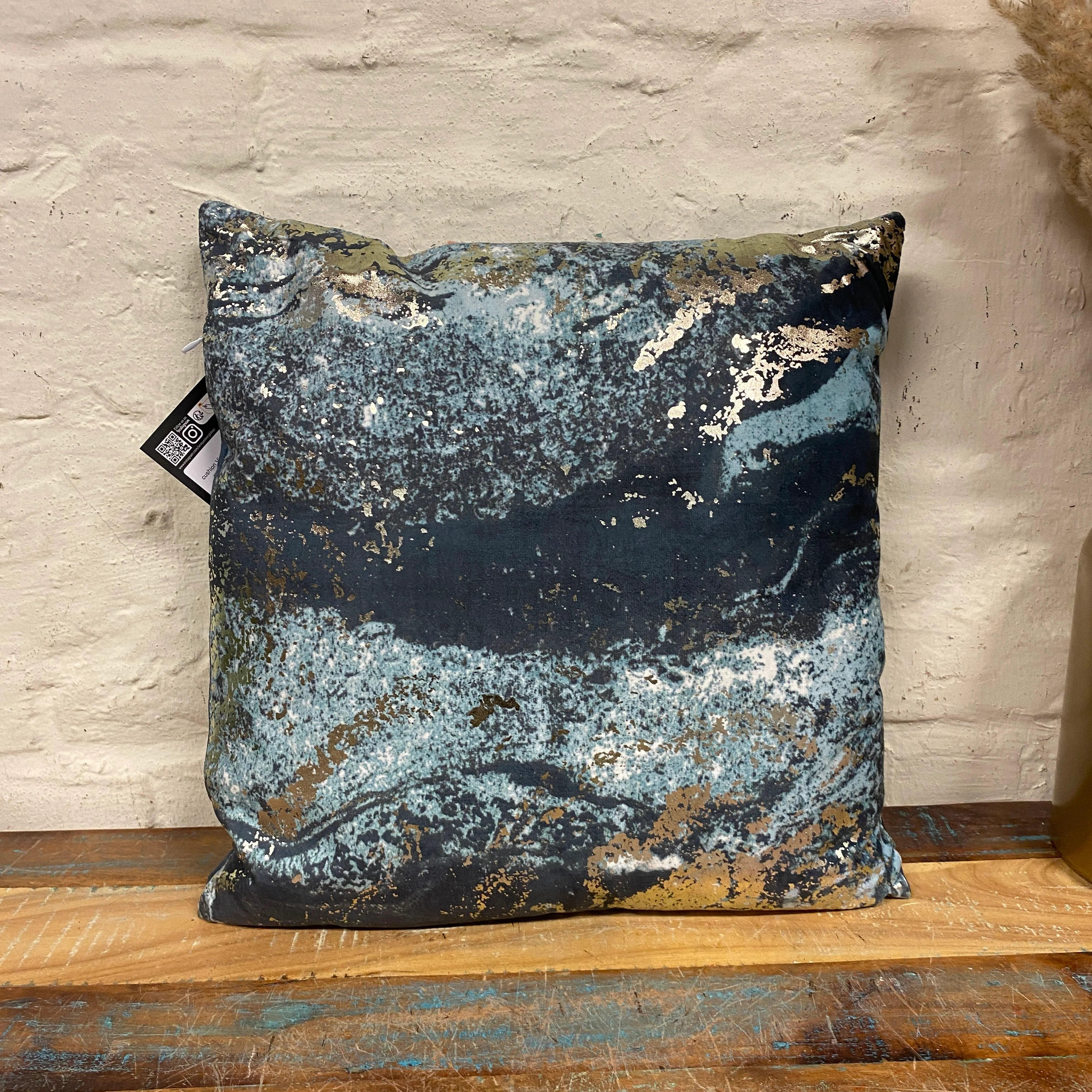 Unique Living Vince Zierkissen blau gold Marmor Dekokissen 45x45 Neuware - Image 6