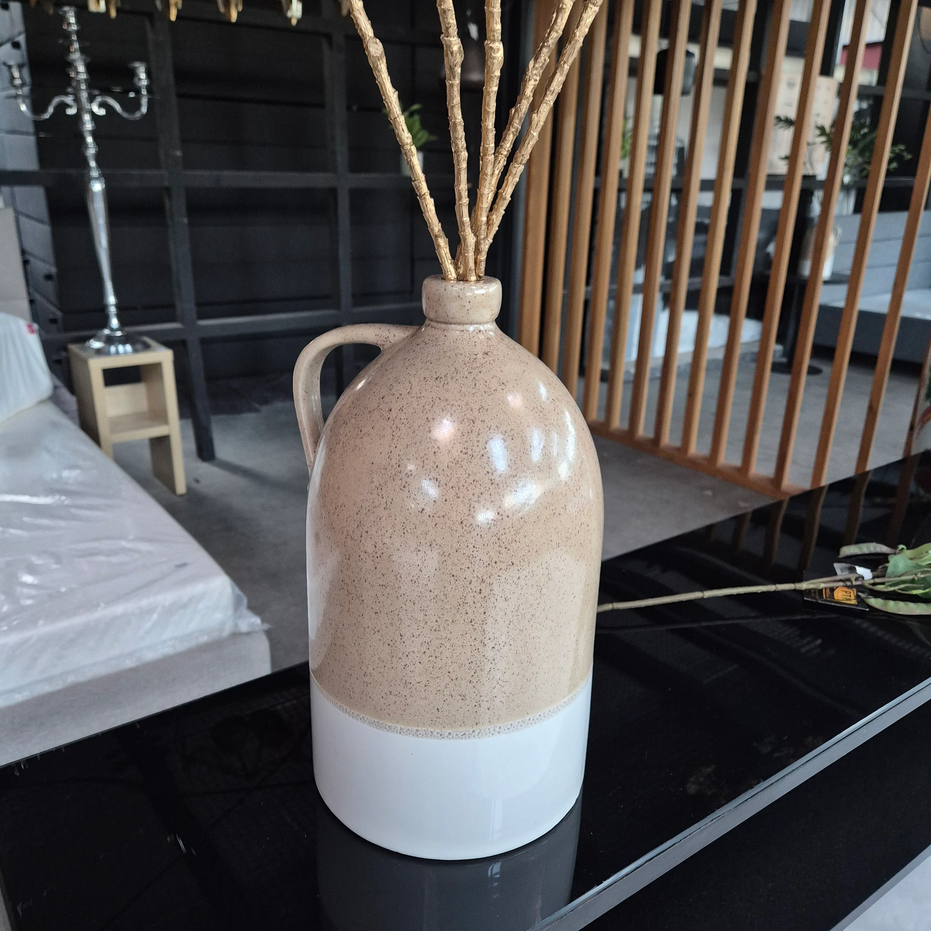 Vase Flasche braun/weiß 36 cm - Image 2