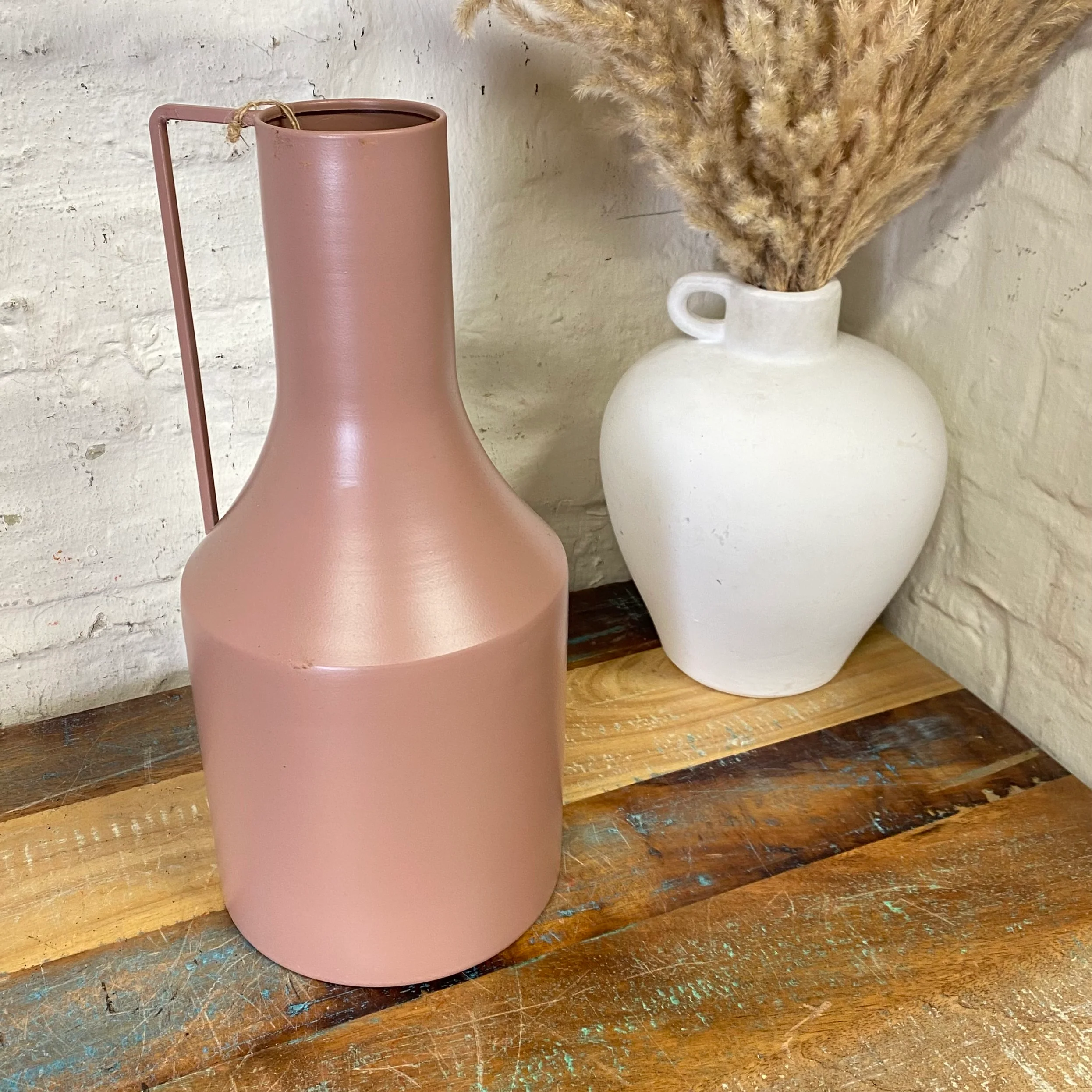 Flaschenvase alt rosa Vase Metall 33,5cm Blumenvase - Image 2