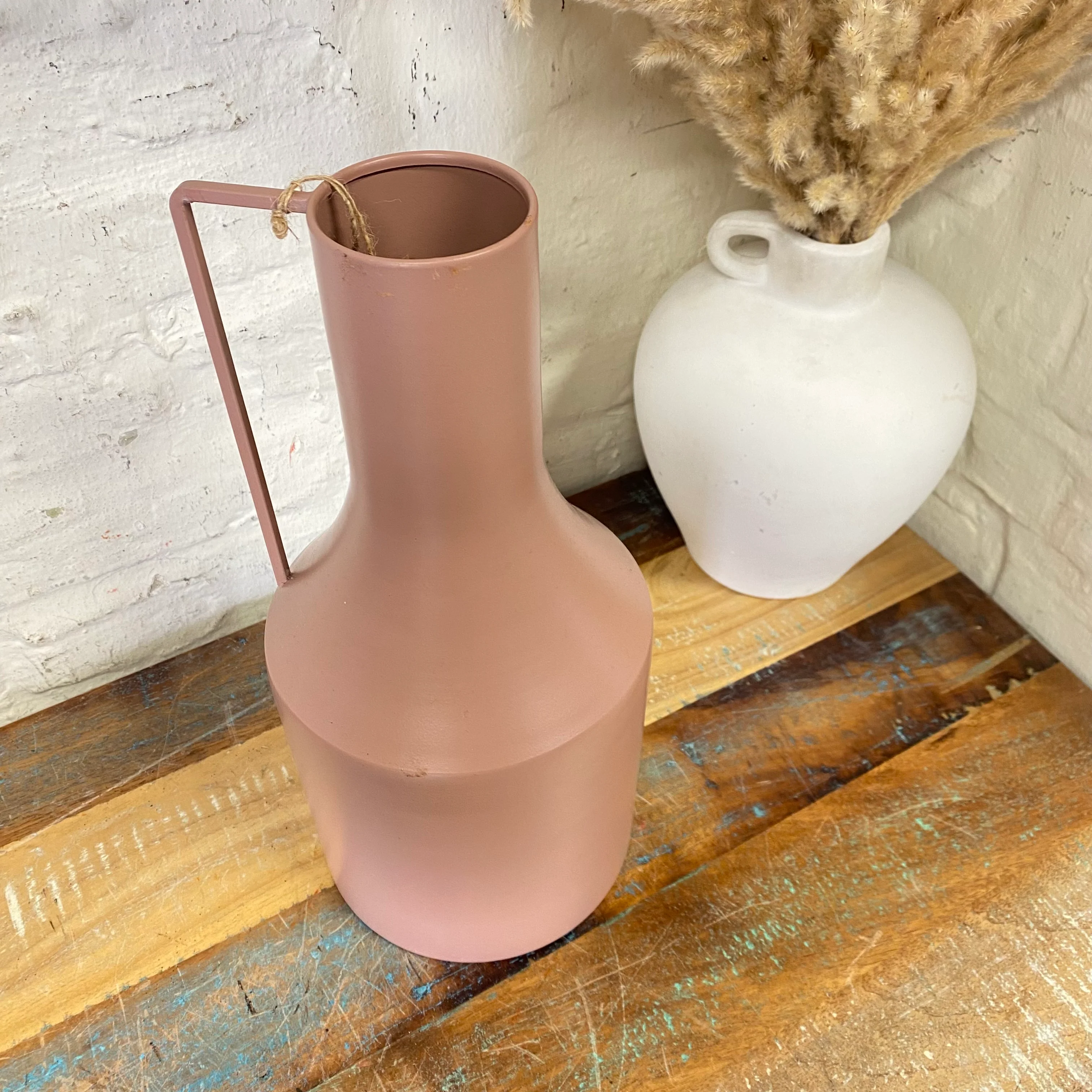 Flaschenvase alt rosa Vase Metall 33,5cm Blumenvase - Image 3