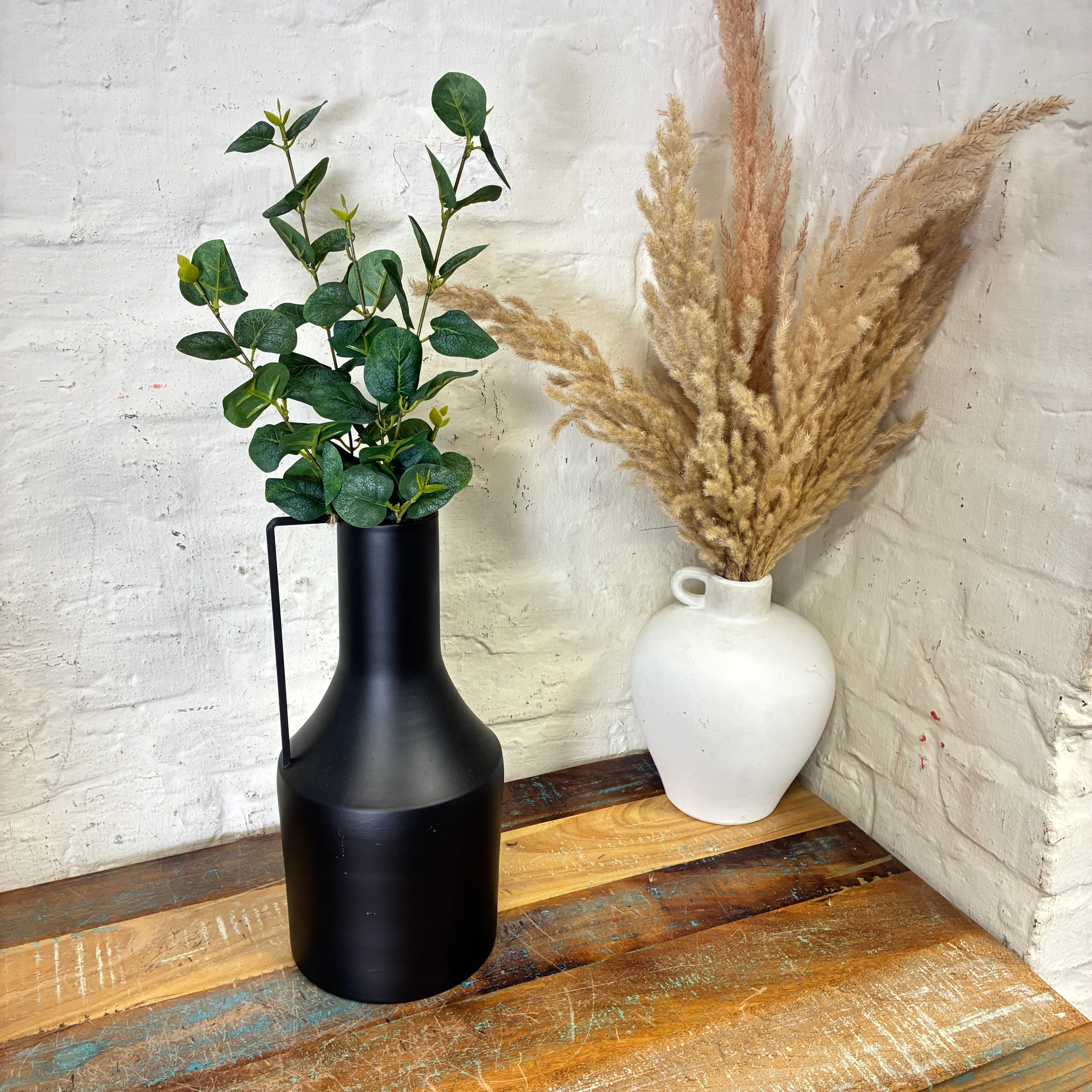Vase Flaschenvase mattschwarz Metall 33,5cm Vase - Image 2