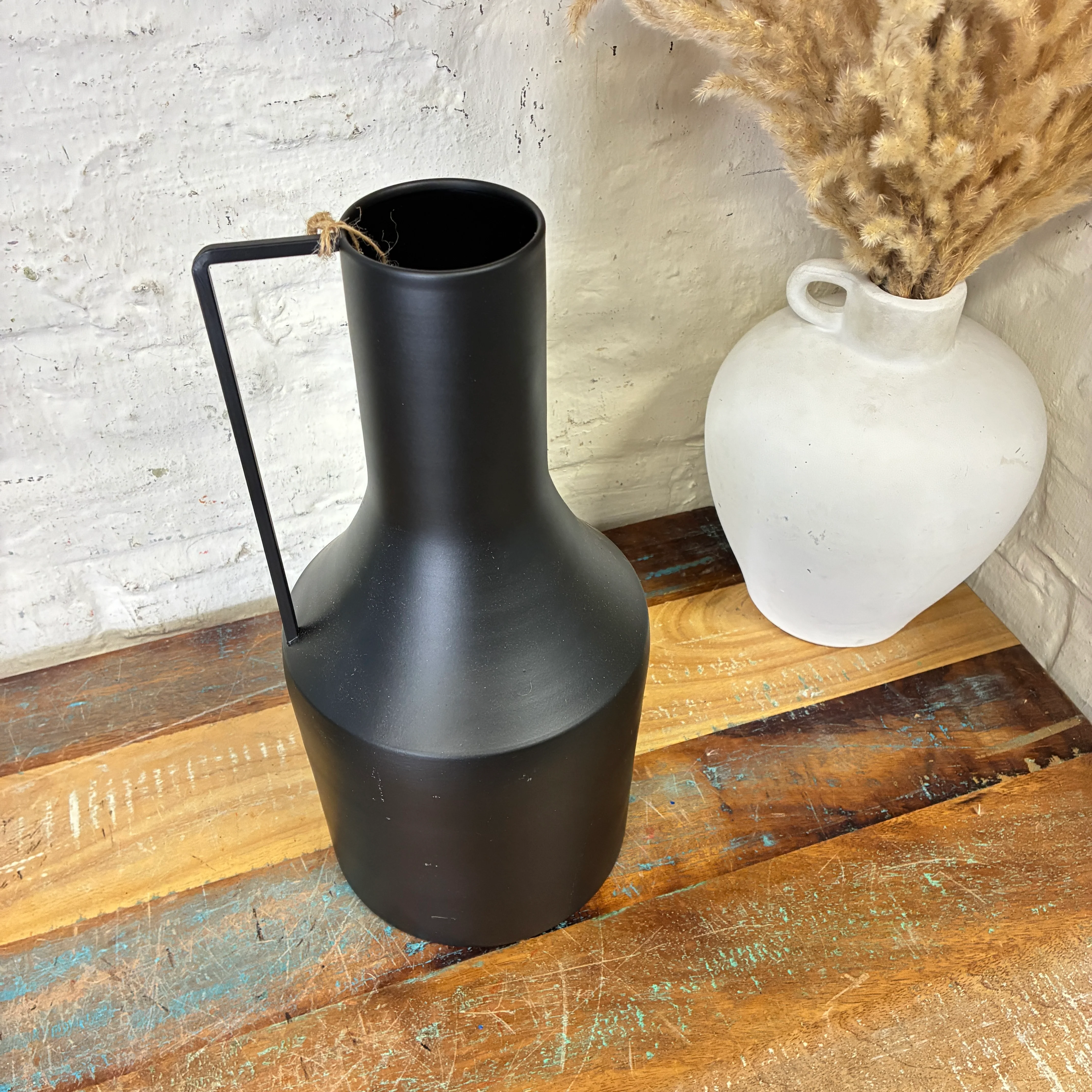 Vase Flaschenvase mattschwarz Metall 33,5cm Vase - Image 3