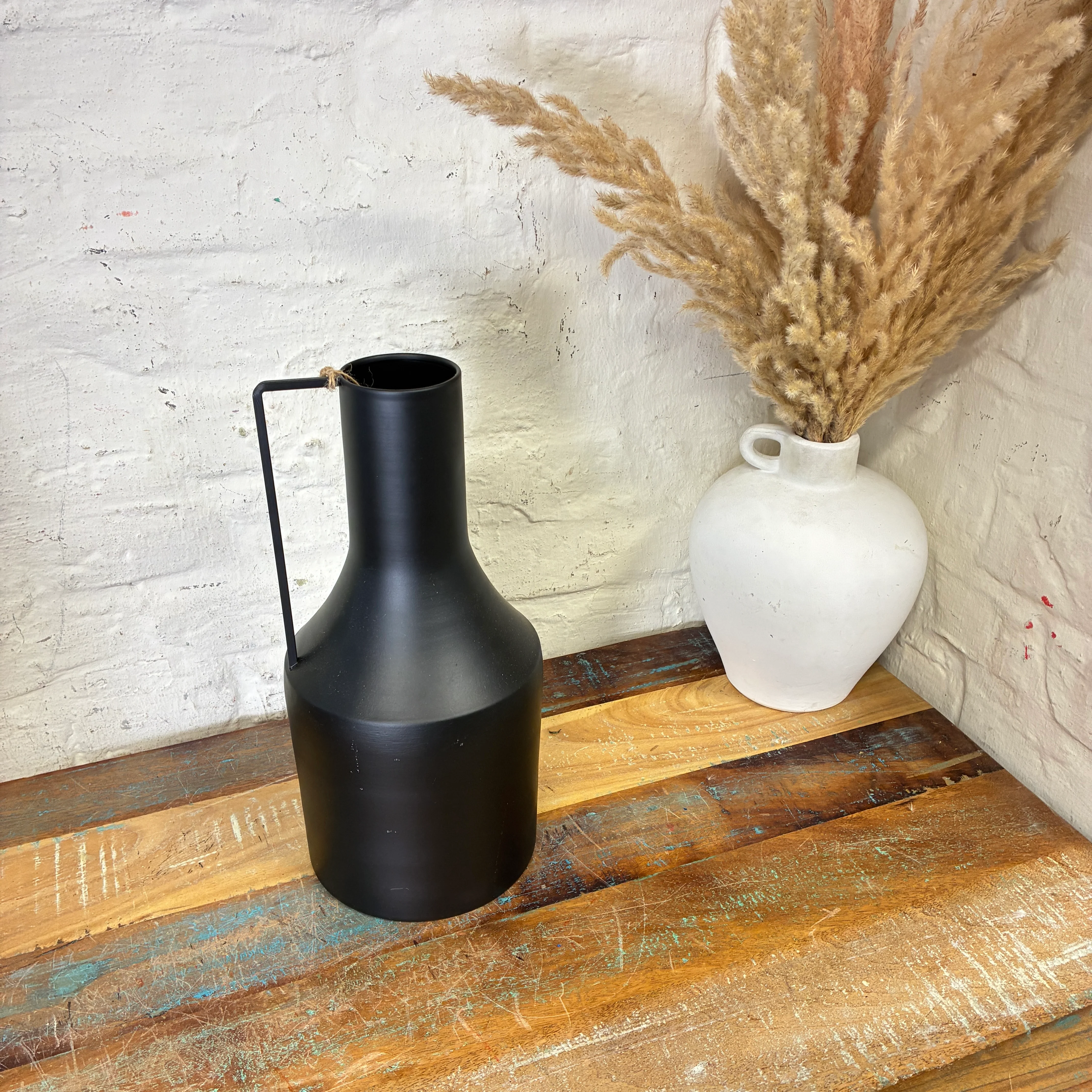 Vase Flaschenvase mattschwarz Metall 33,5cm Vase - Image 7