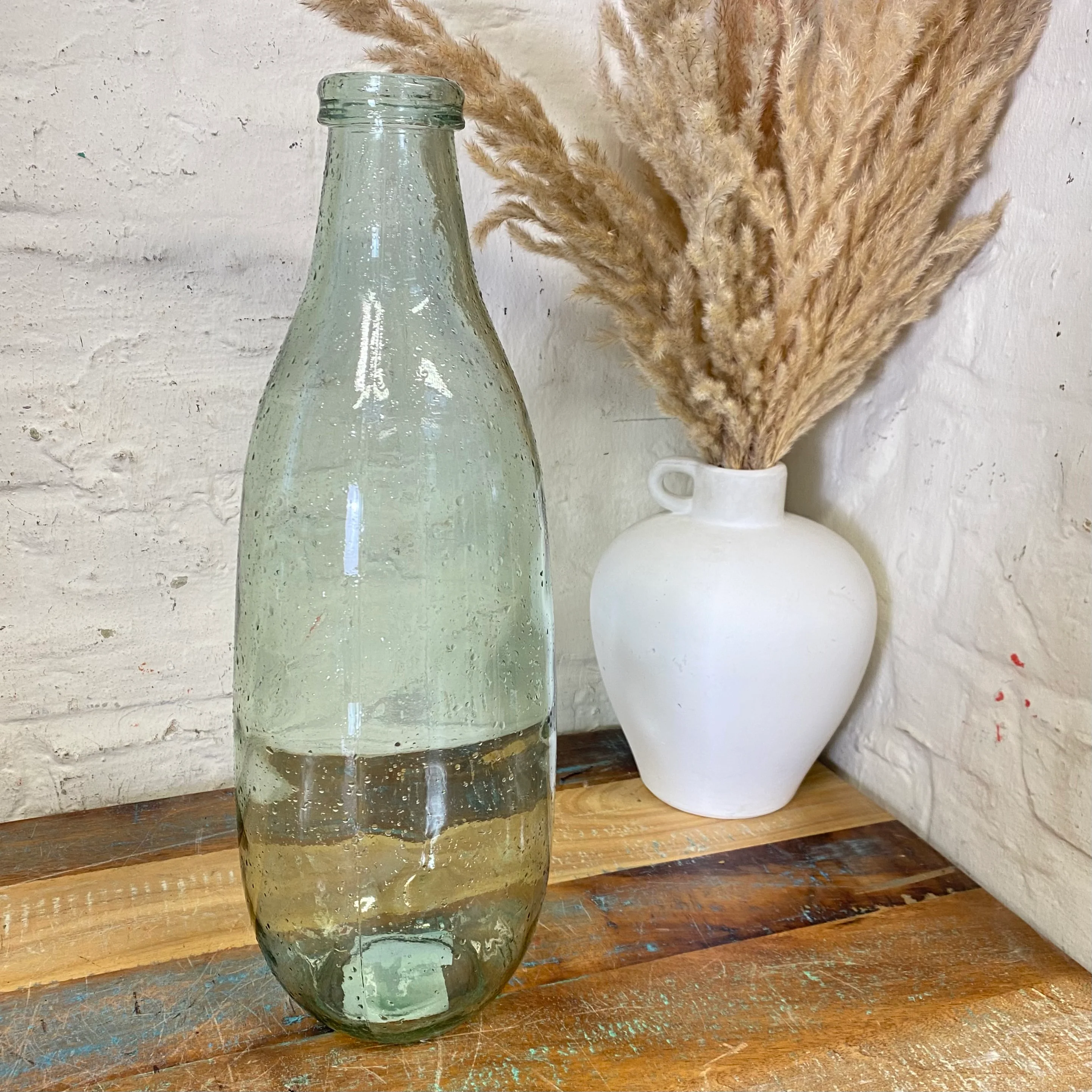 Greensboro Flaschenvase recyceltes Glas hellgrün 40cm Vase - Image 3