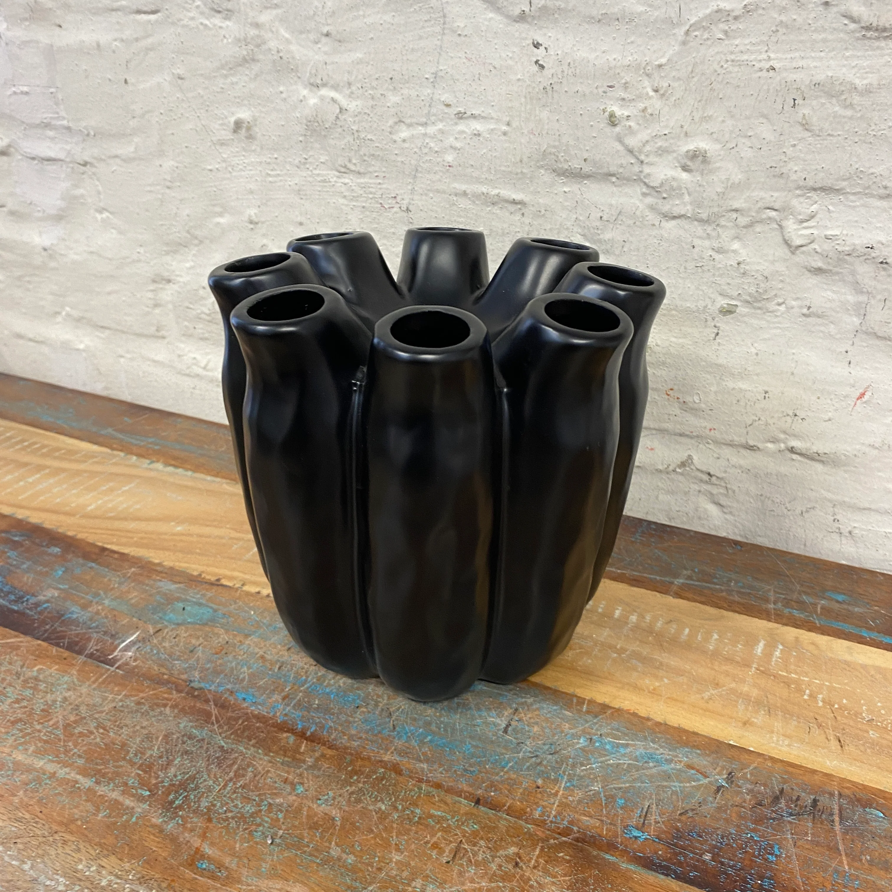Vase Luna Tube schwarz Keramik Blumenvase 19cm Deko - Image 2