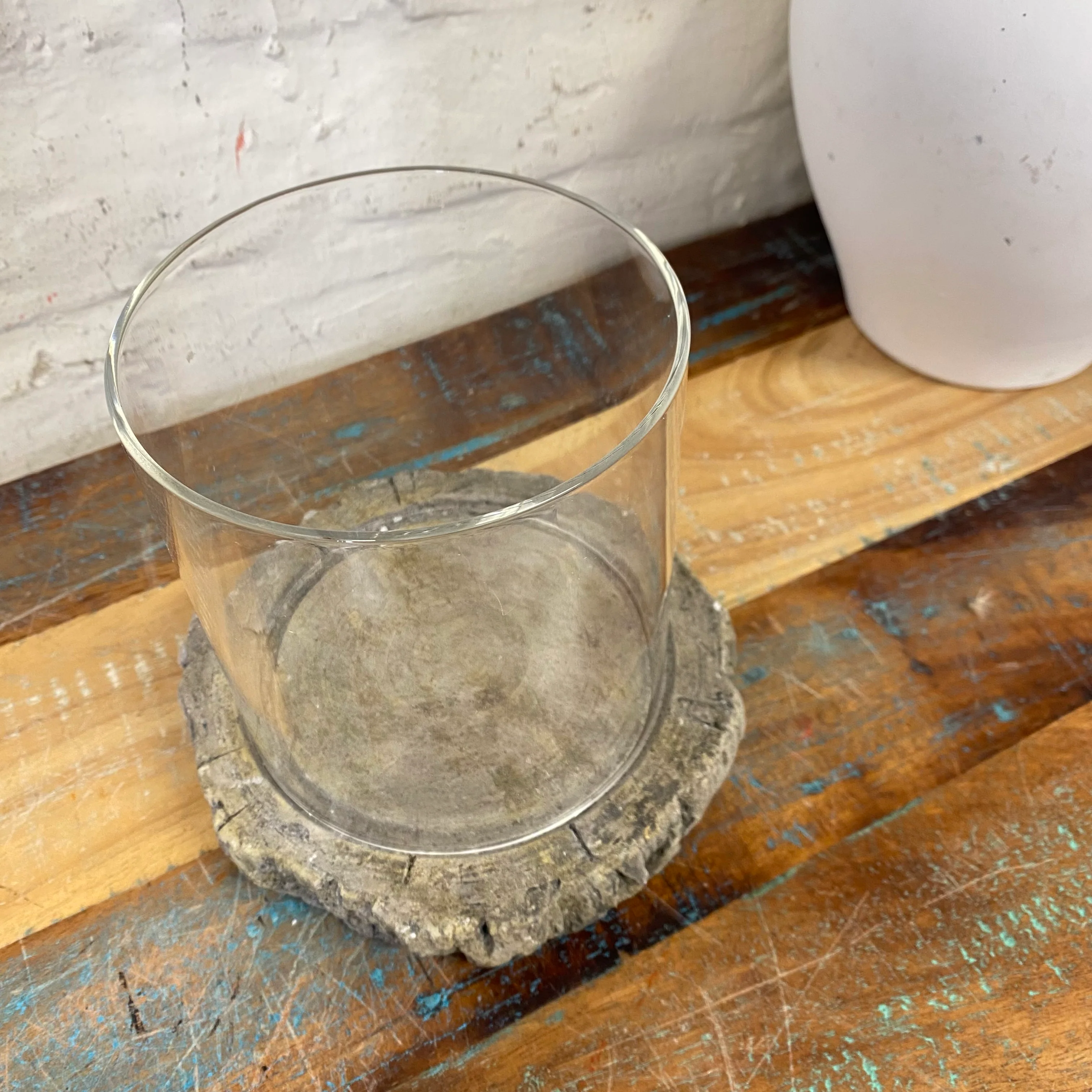 Windlicht Hidde grau Zement Glas 16cm - Image 2