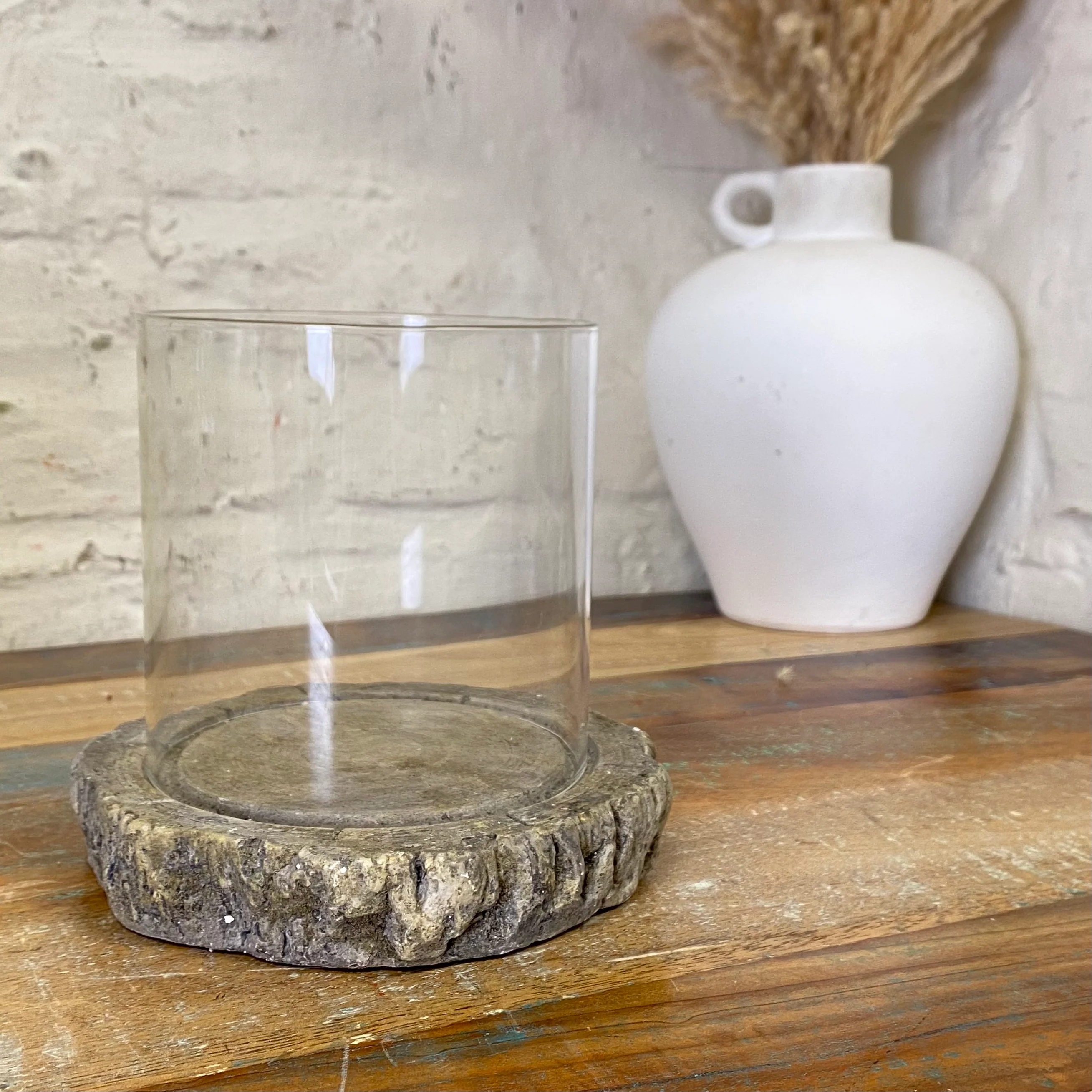 Windlicht Hidde grau Zement Glas 16cm - Image 3